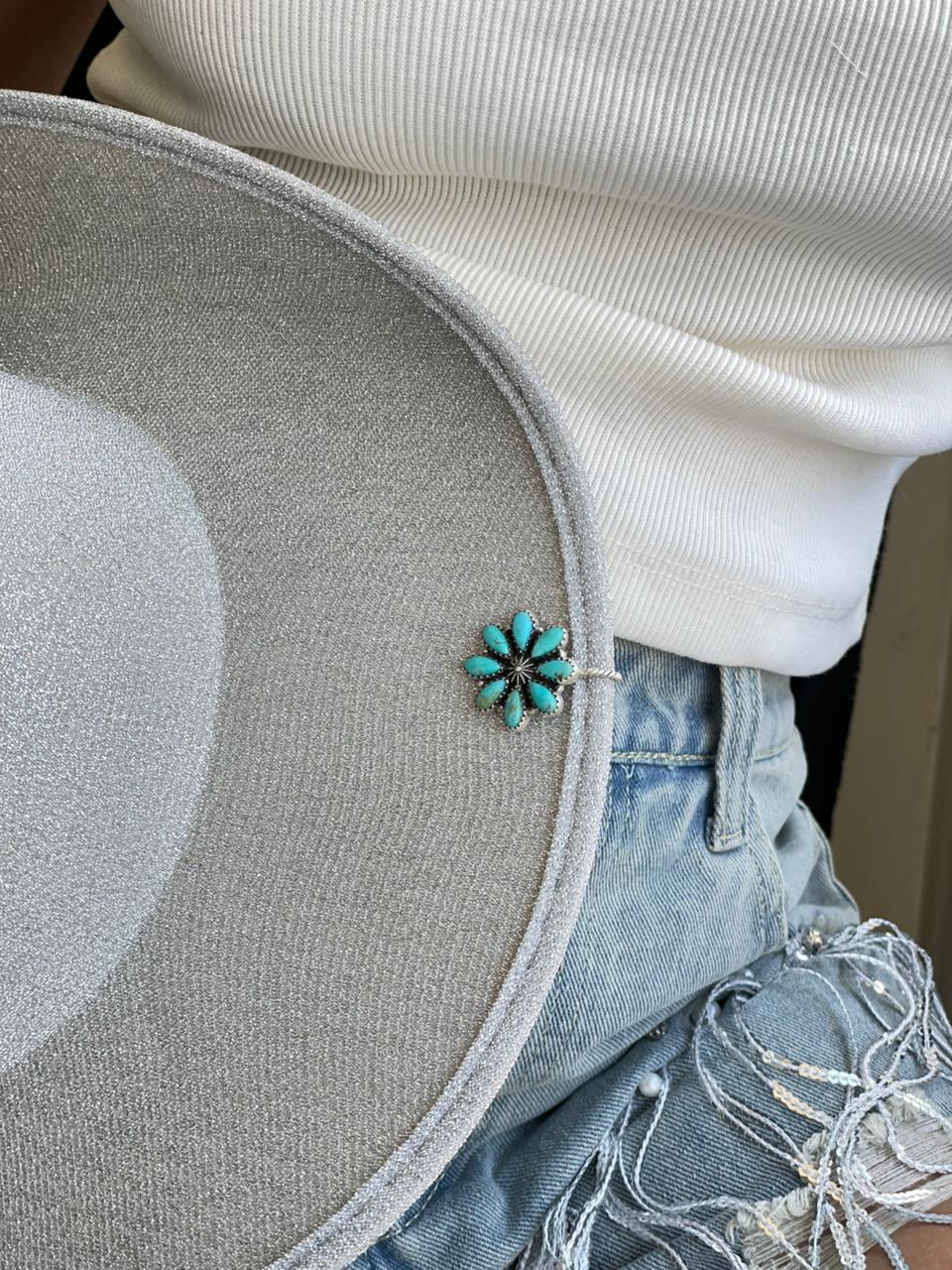 Handmade Sterling Silver Kingman Turquoise Hat Pin "Signed Nizhoni"