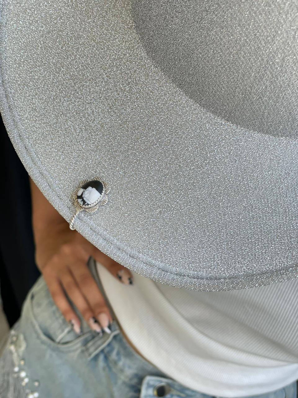 Handmade Sterling Silver White Buffalo Hat Pin "Signed Nizhoni"