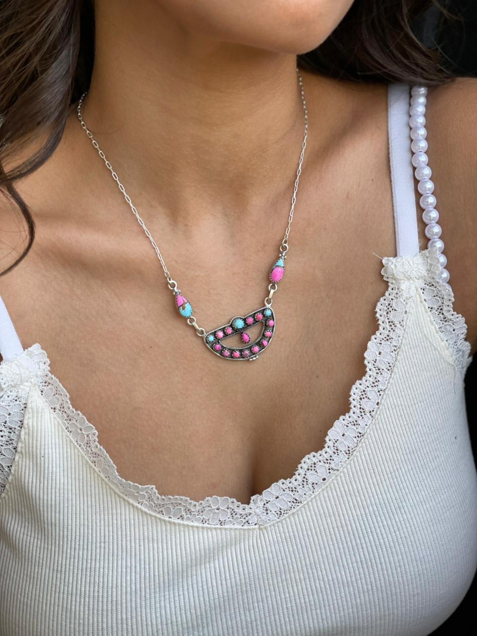 Handmade Sterling Silver Cotton Candy Necklace "Signed Nizhoni"