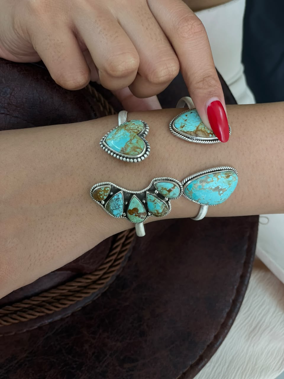 Handmade Sterling Silver Number 8 Turquoise Cuff Bracelet Signed Nizhoni