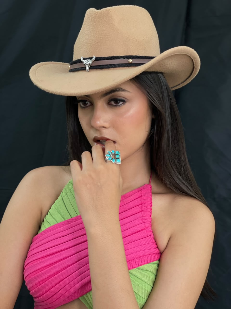Handmade Sterling Silver Kingman Turquoise Adjustable Ring Signed Nizhoni