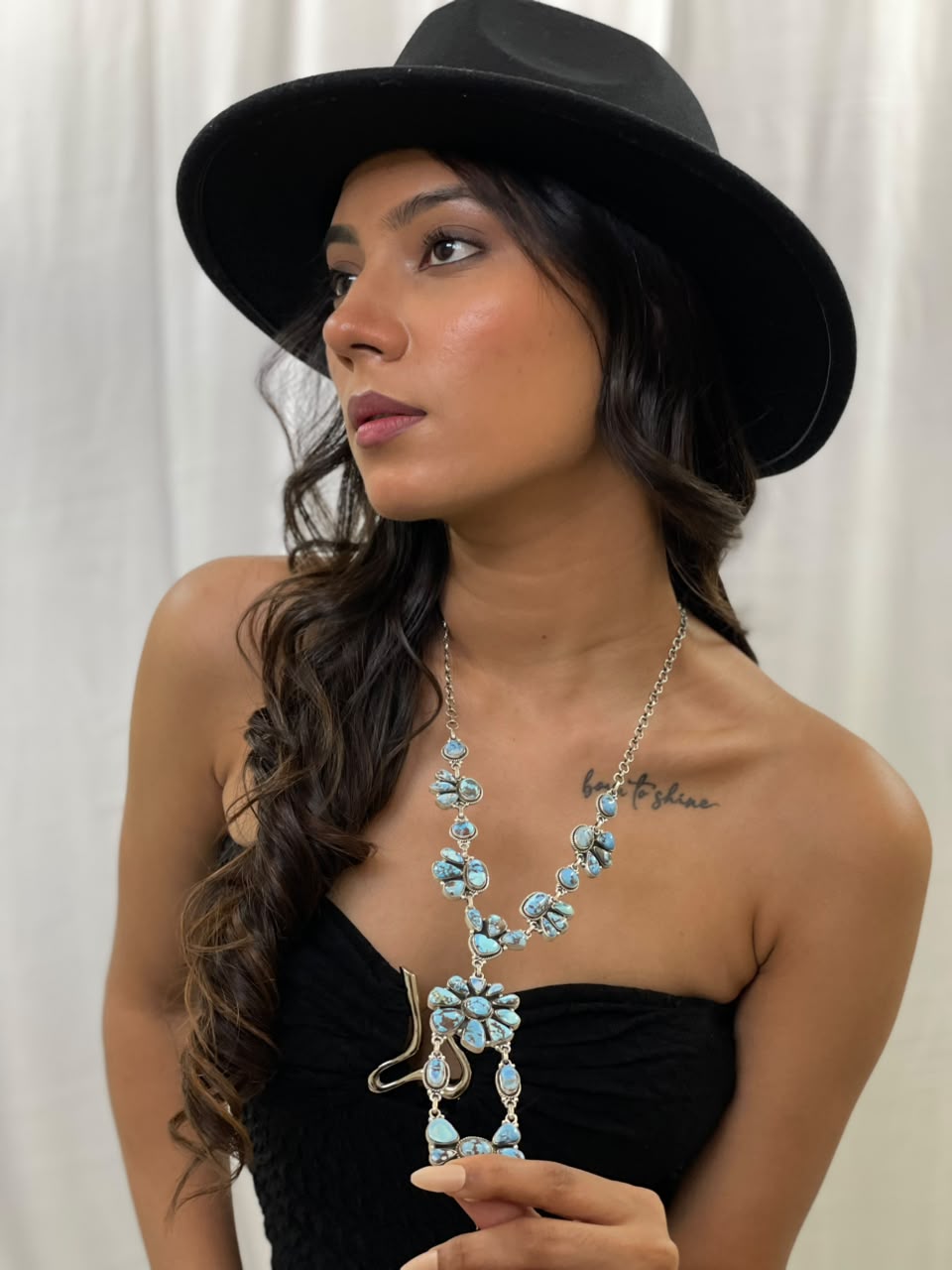 Handmade Sterling Silver Golden Hills Turquoise Necklace Signed Nizhoni