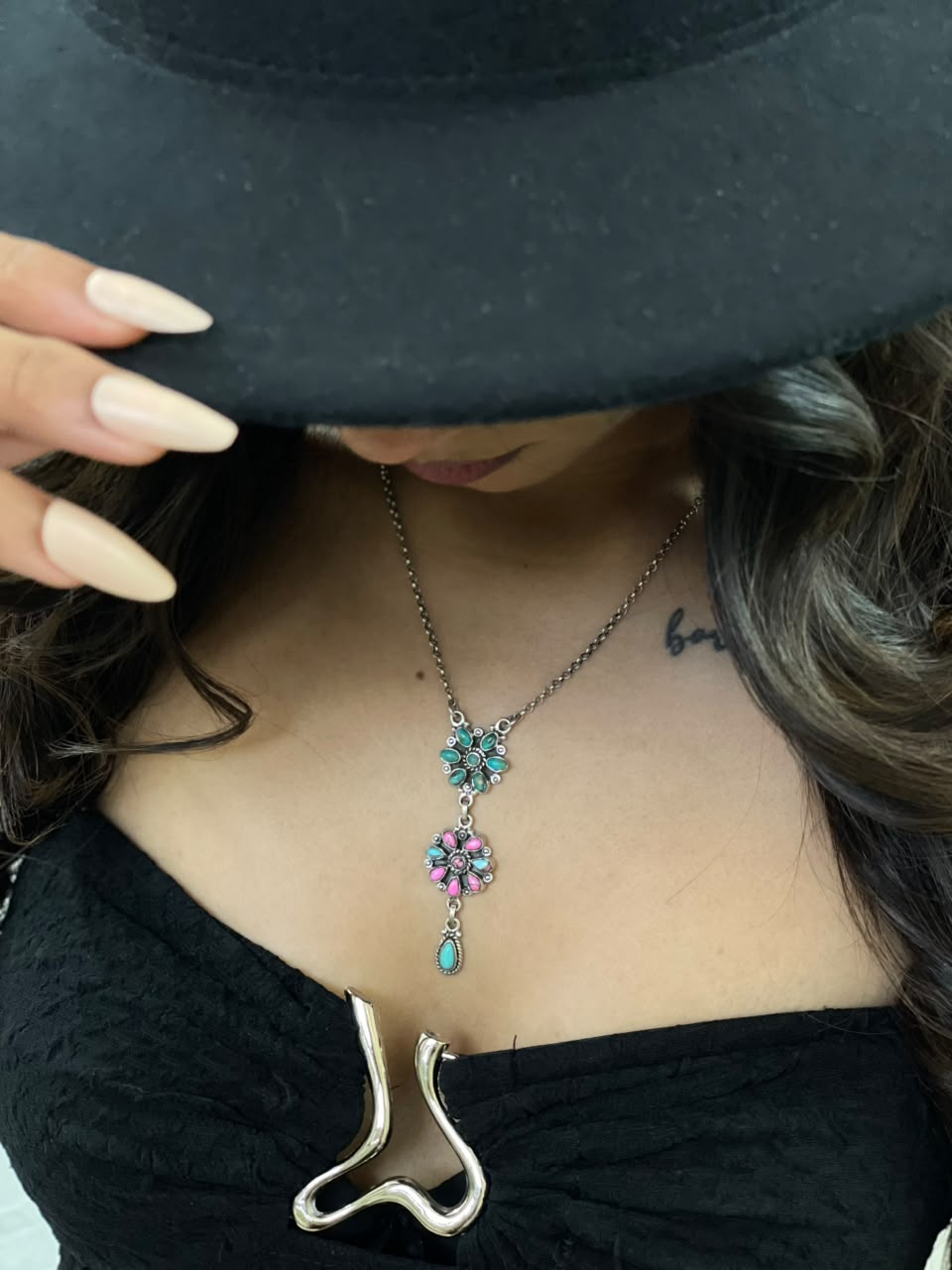 Handmade Sterling Silver Kingman Turquoise with Cotton Candy Signed Nizhoni