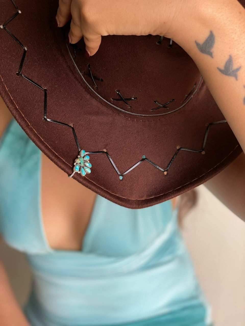 Handmade Sterling Silver Kingman Turquoise Hat Pin Signed Nizhoni