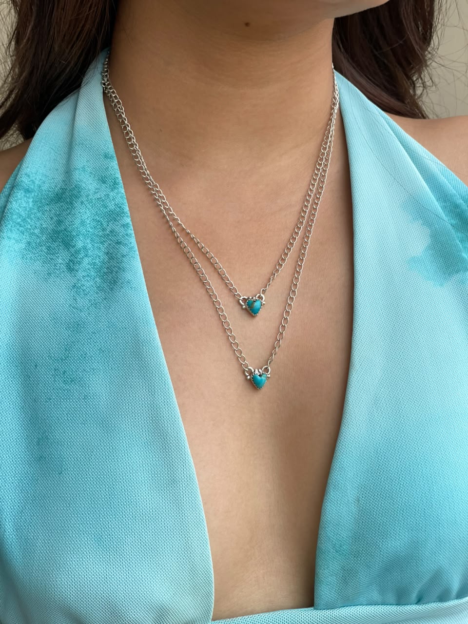 Handmade Sterling Silver Kingman Turquoise Layered Necklace