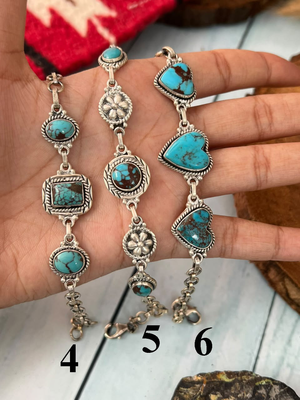 Handmade Sterling Silver Egyptian Turquoise Collection: Chain Bracelet Signed Nizhoni