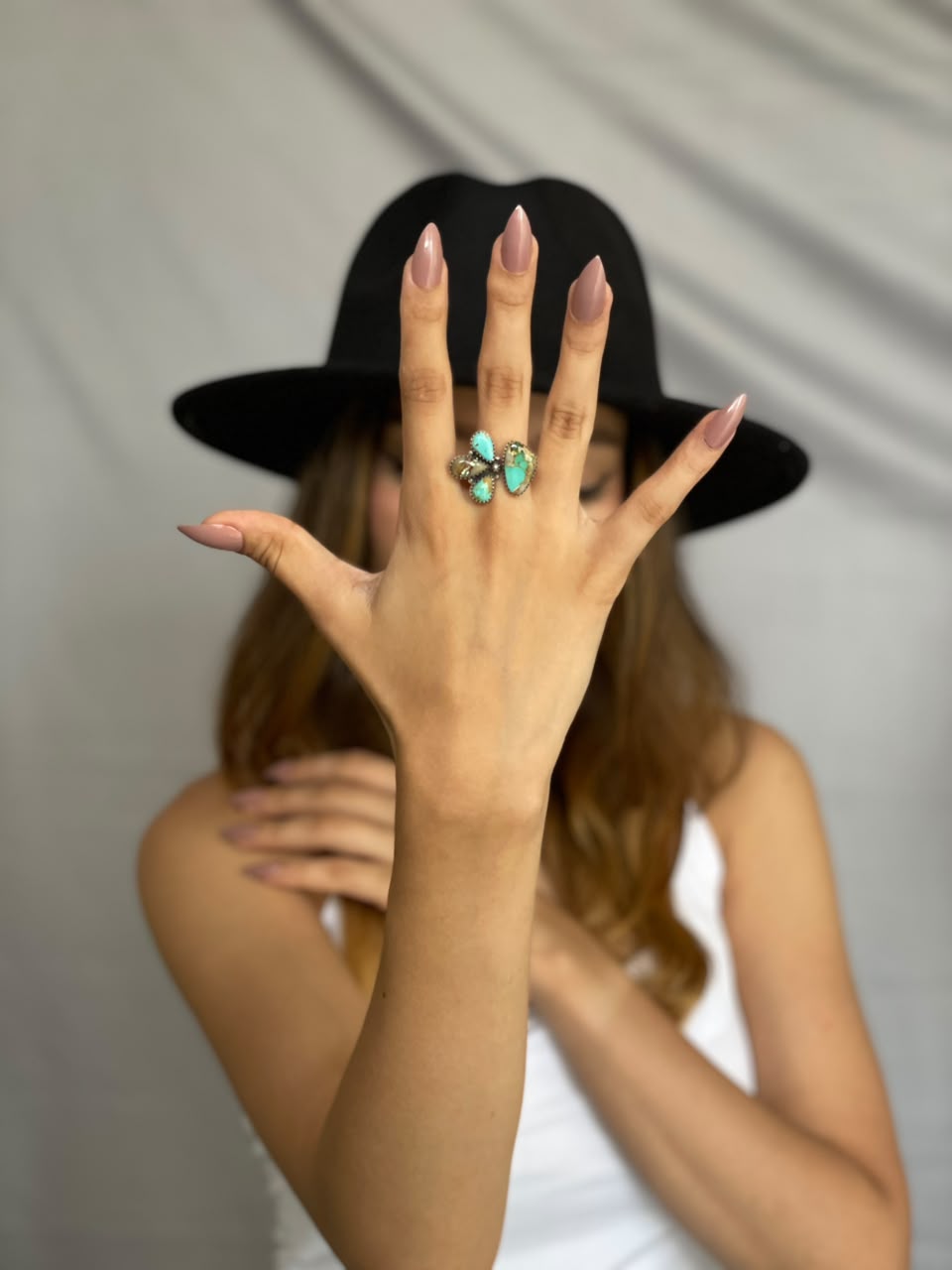 Handmade Sterling Silver Royston Turquoise Adjustable Ring Signed Nizhoni