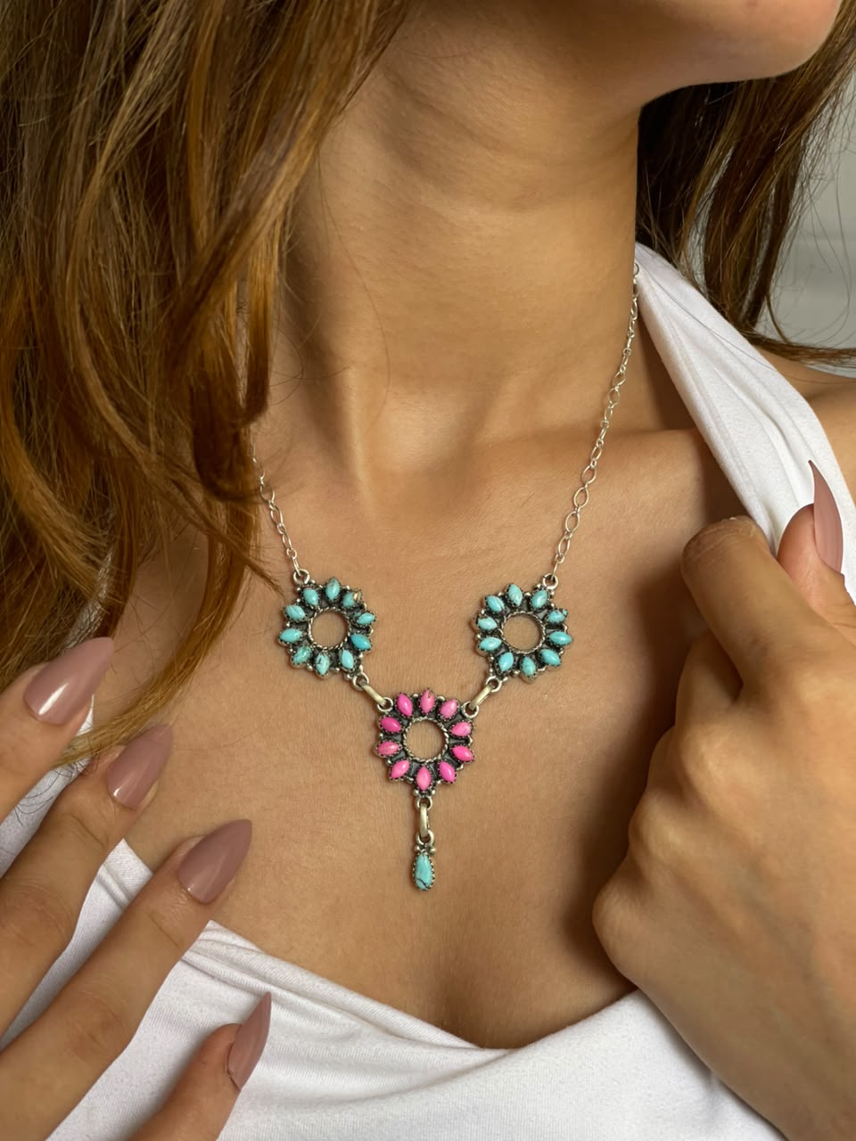 Handmade Sterling Silver Cotton Candy Necklace Signed Nizhoni (3)