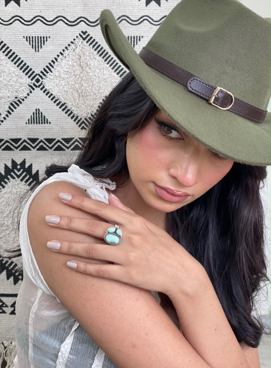 Handmade Sterling Silver Paloma Turquoise Adjustable Ring Signed Nizhoni