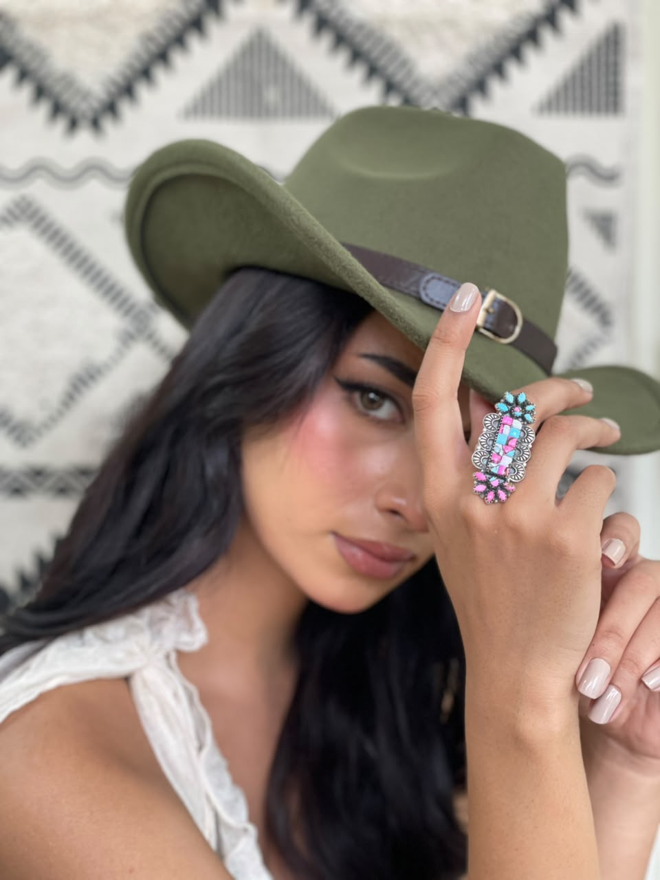 Handmade Sterling Silver Cotton Candy Adjustable Ring Signed Nizhoni