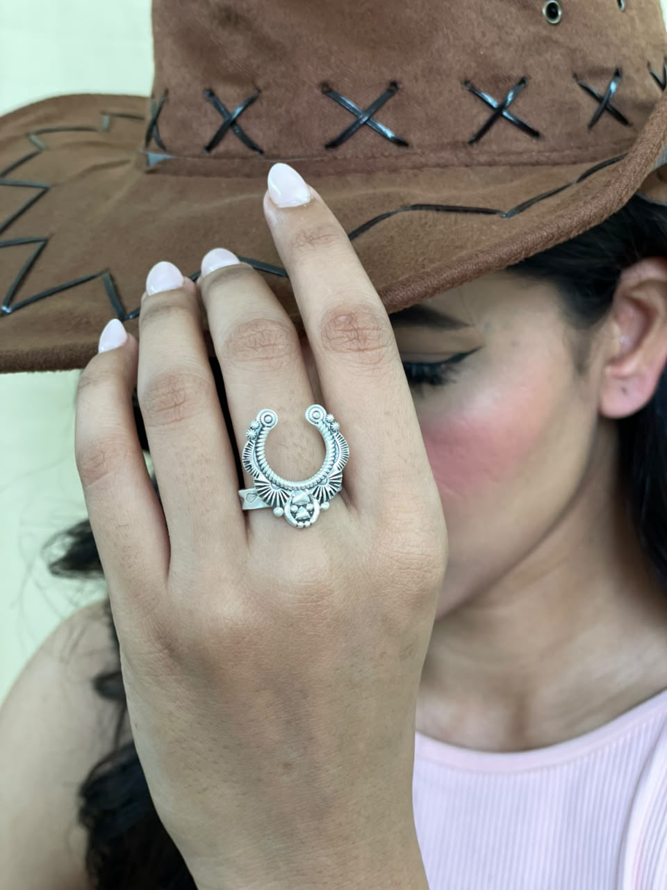 Handmade Sterling Silver Naja Adjustable Ring Signed Nizhoni