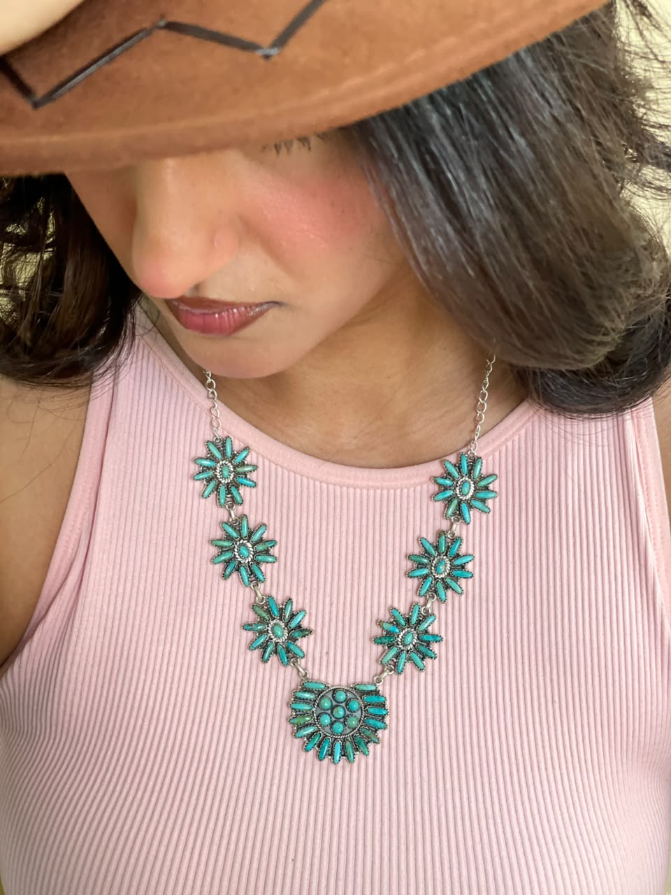 Handmade Sterling Silver Kingman Turquoise Necklace Signed Nizhoni