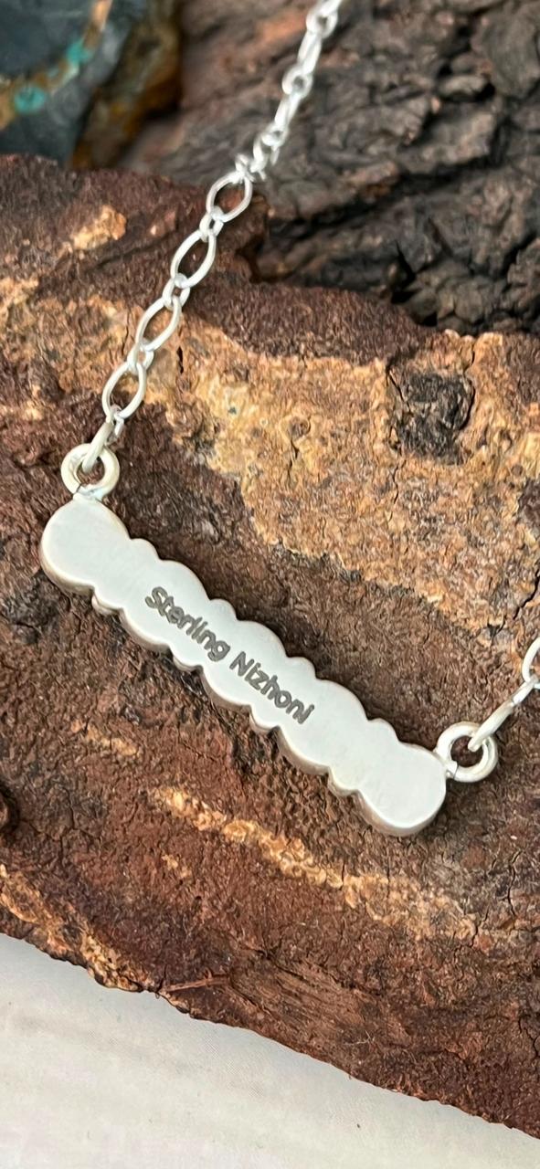 Handmade Sterling Silver Paloma with Golden Hills Turquoise Necklace Signed Nizhoni