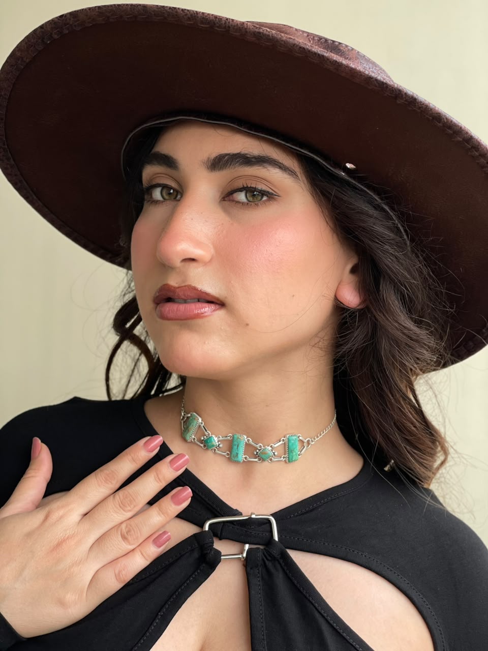 Handmade Sterling Silver Royston Turquoise Choker Necklace Signed Nizhoni