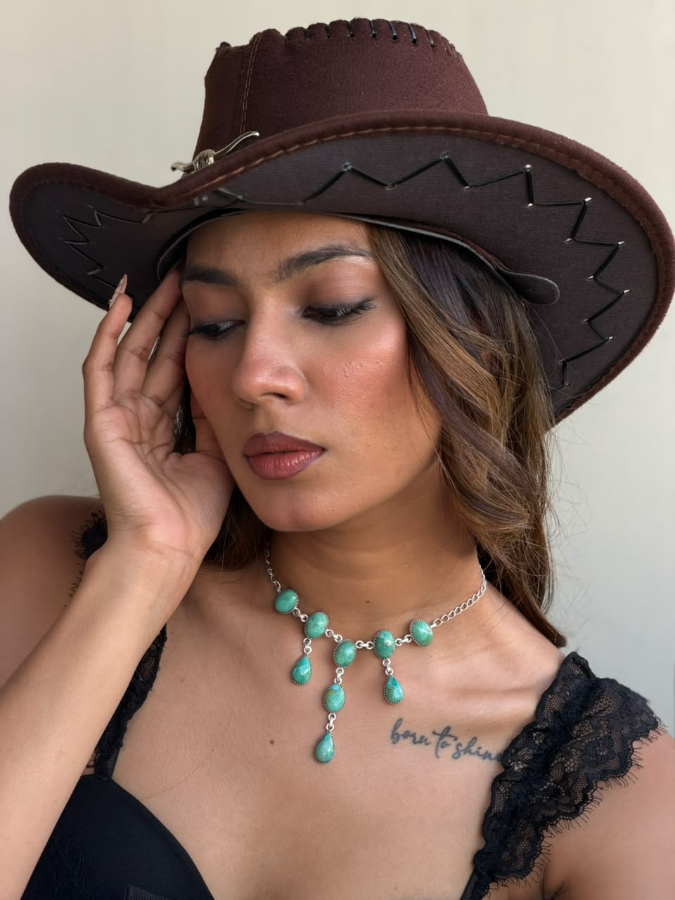Handmade Sterling Silver Kingman Turquoise Choker Necklace Signed Nizhoni