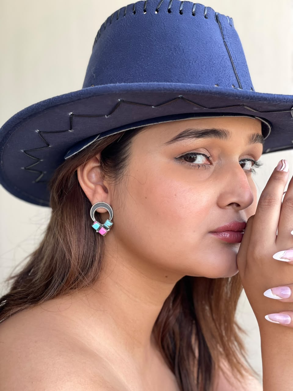 Handmade Sterling Silver Cotton Candy Post Studs Earrings Signed Nizhoni