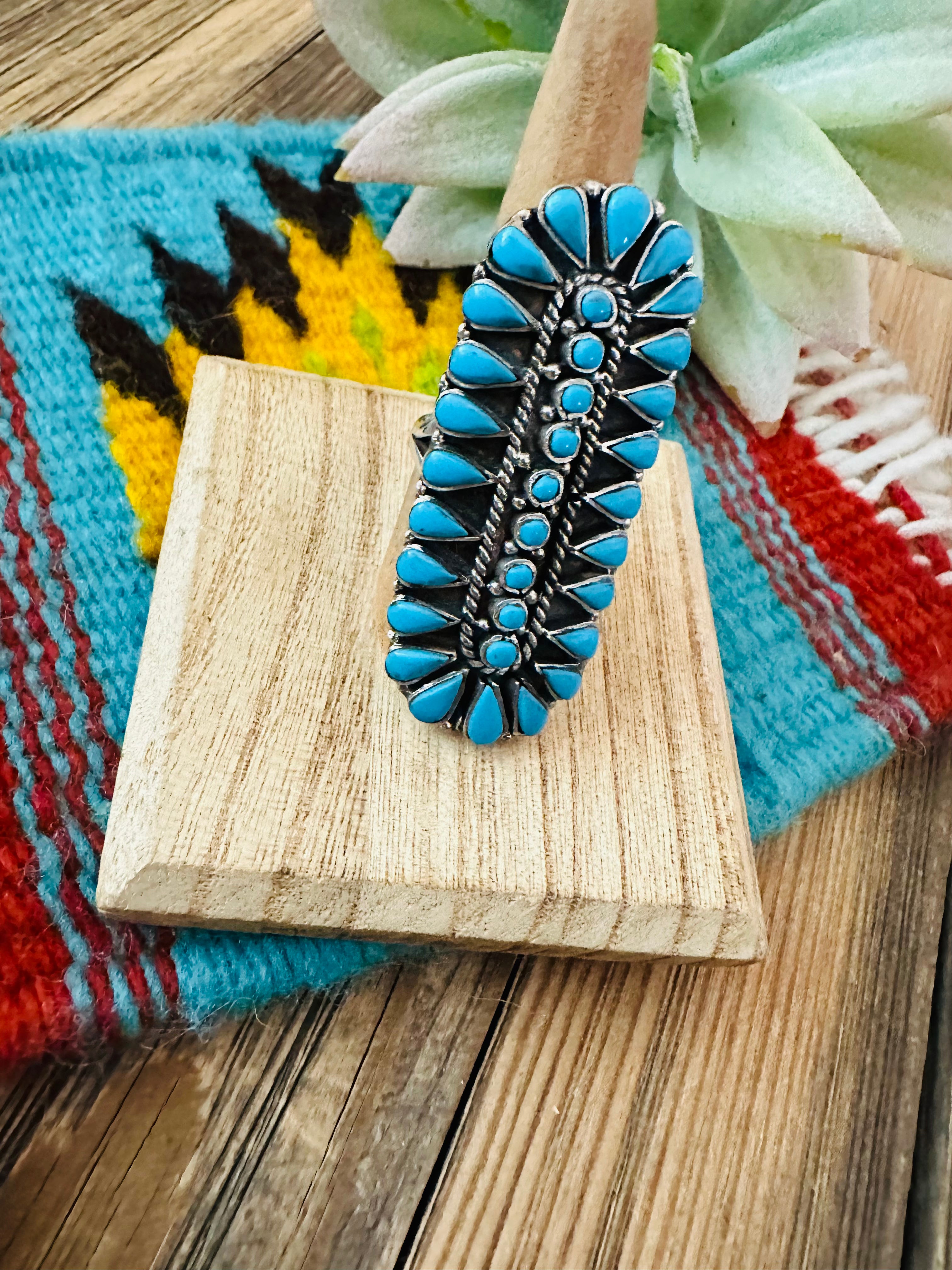 Handmade Sterling Silver & Turquoise Cluster Ring