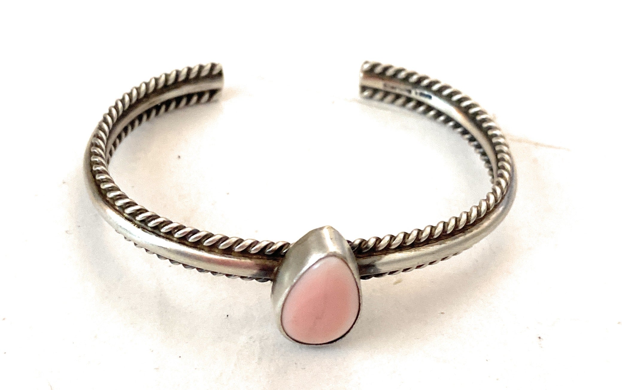 Navajo Queen Pink Conch Shell & Sterling Silver Cuff Bracelet