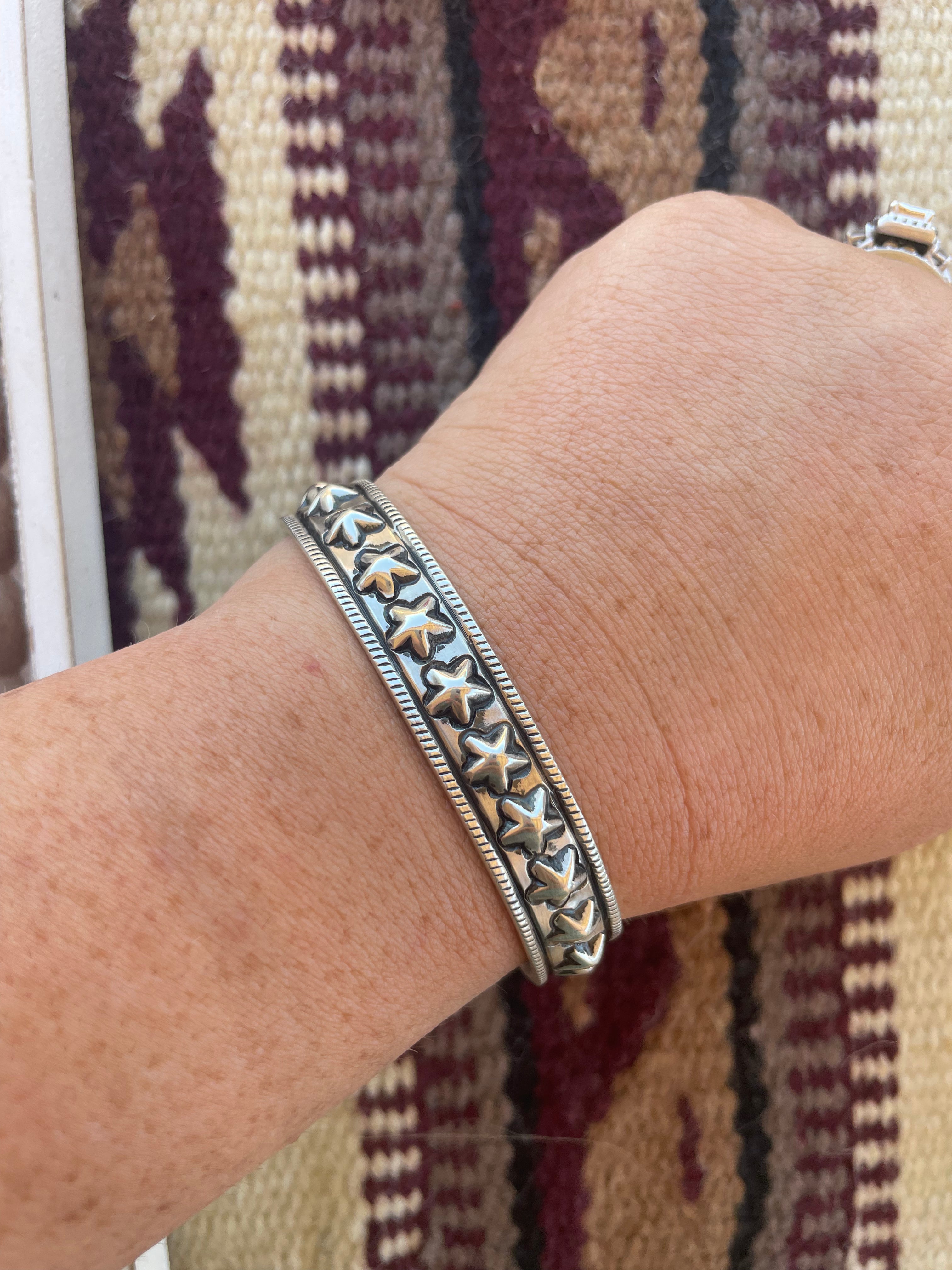 “The Star Cuff” Navajo Sterling Silver Adjustable Star Cuff Bracelet