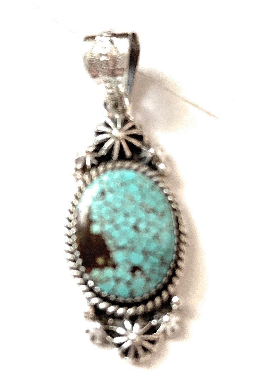 Handmade Sterling Silver & Number 8 Turquoise Pendant