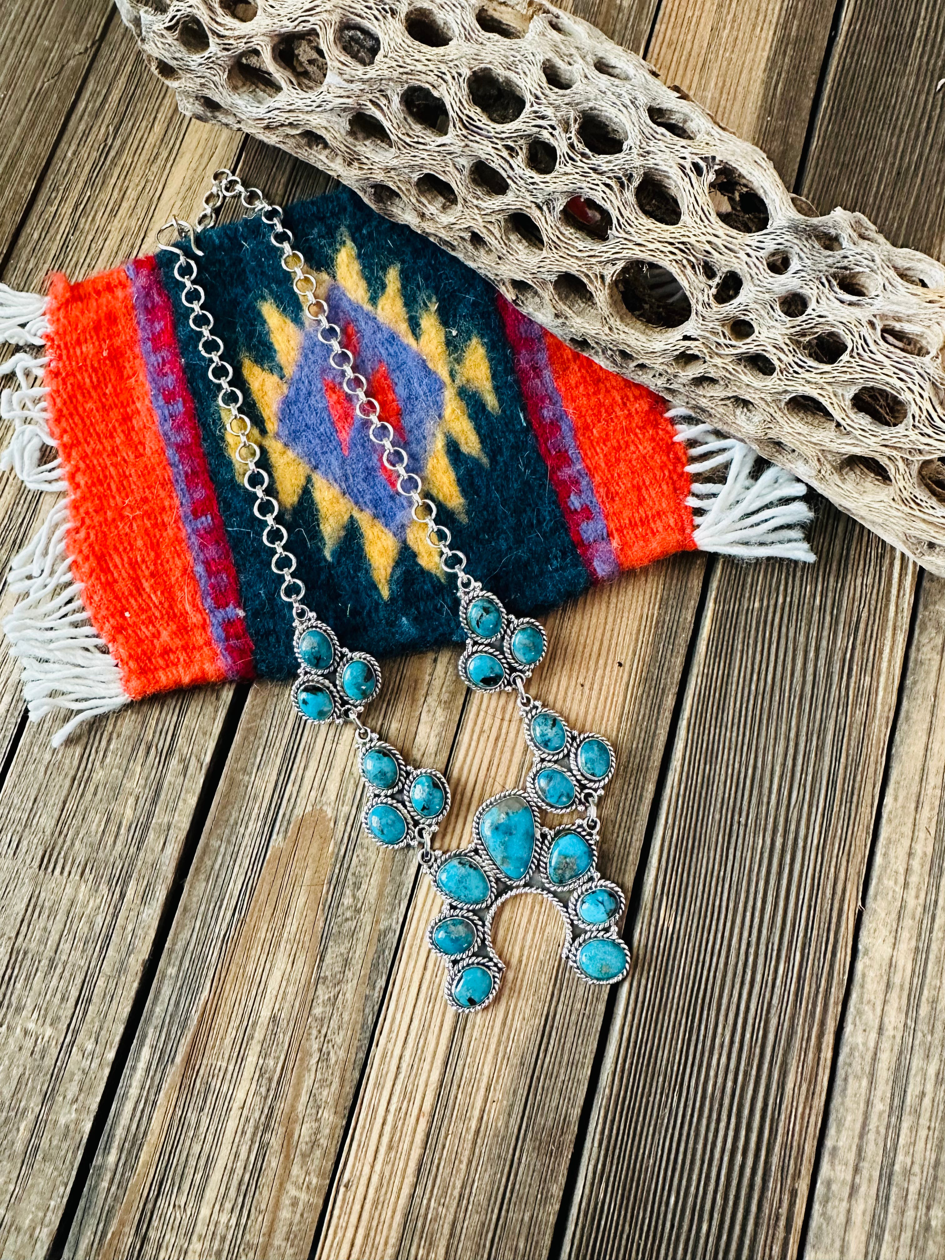 Handmade Sterling Silver & Turquoise Naja Necklace