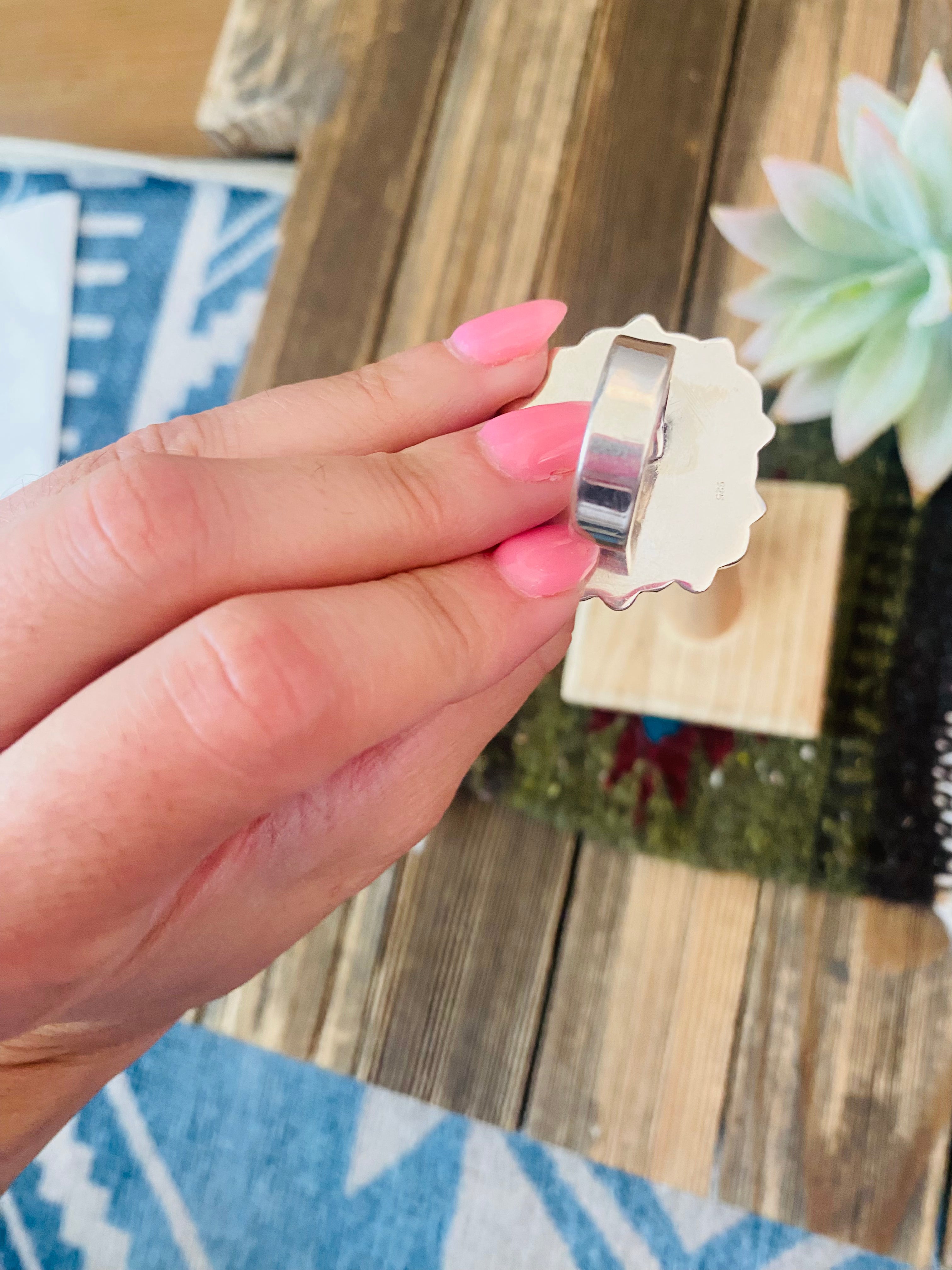 Handmade Sterling Silver & Opal Cluster Adjustable Ring