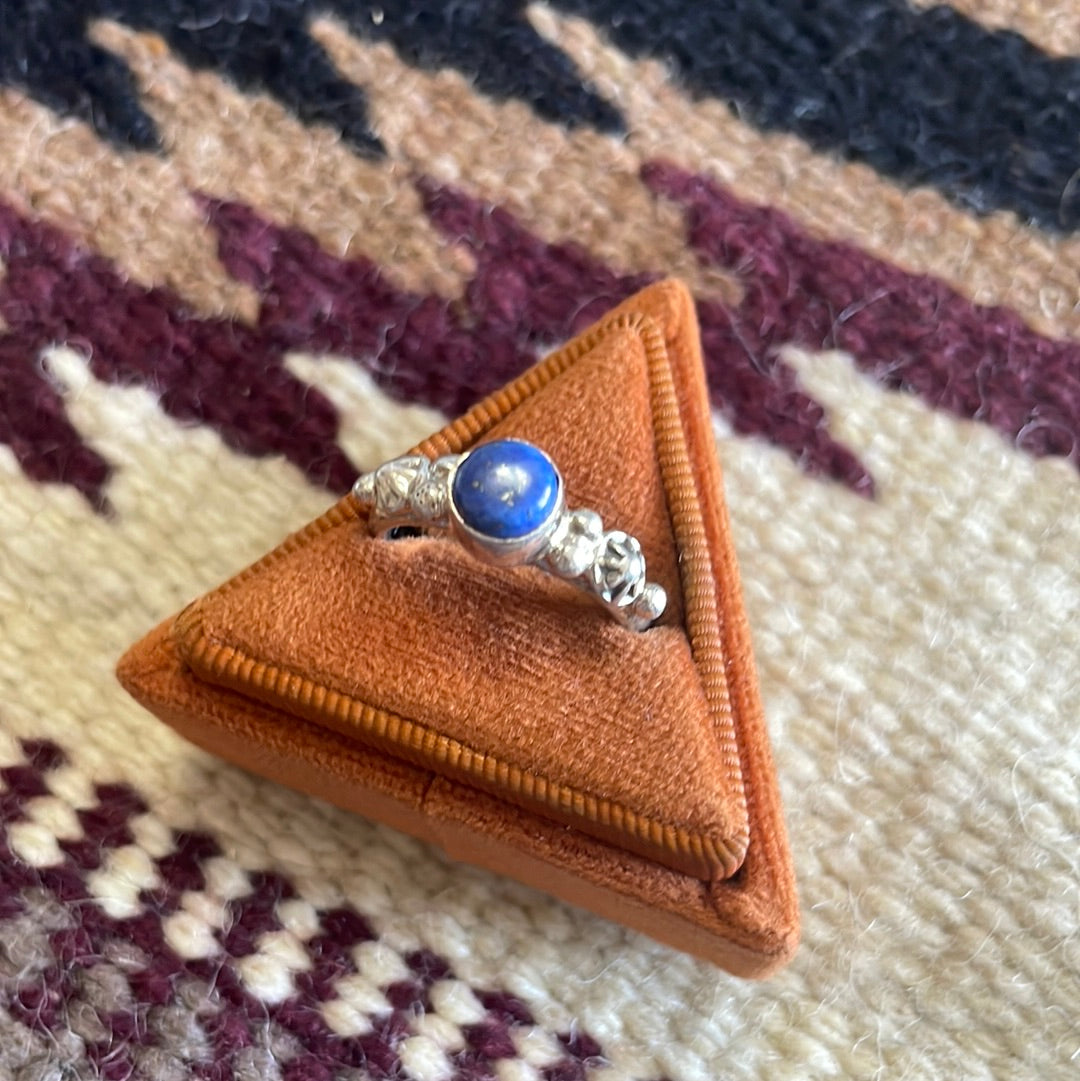 Navajo Small Stone Lapis & Sterling Silver Ring