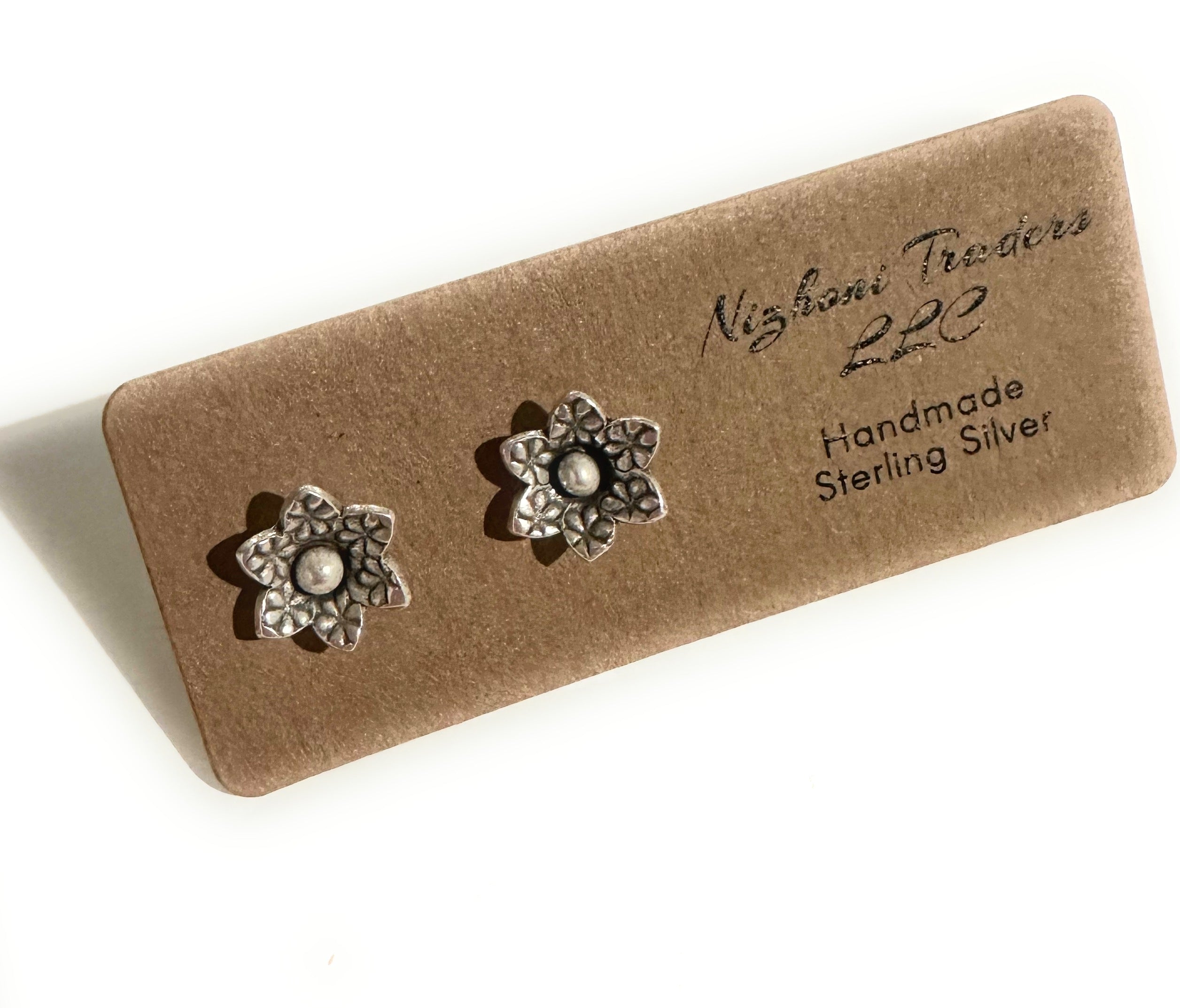 Handmade Sterling Silver Nizhoni Flower Post Earrings