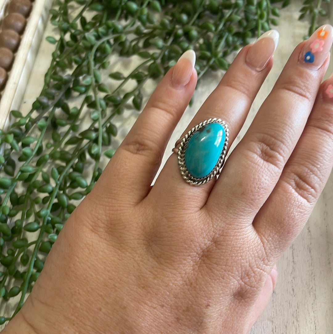 Navajo Sterling Silver Single Stone Turquoise Ring