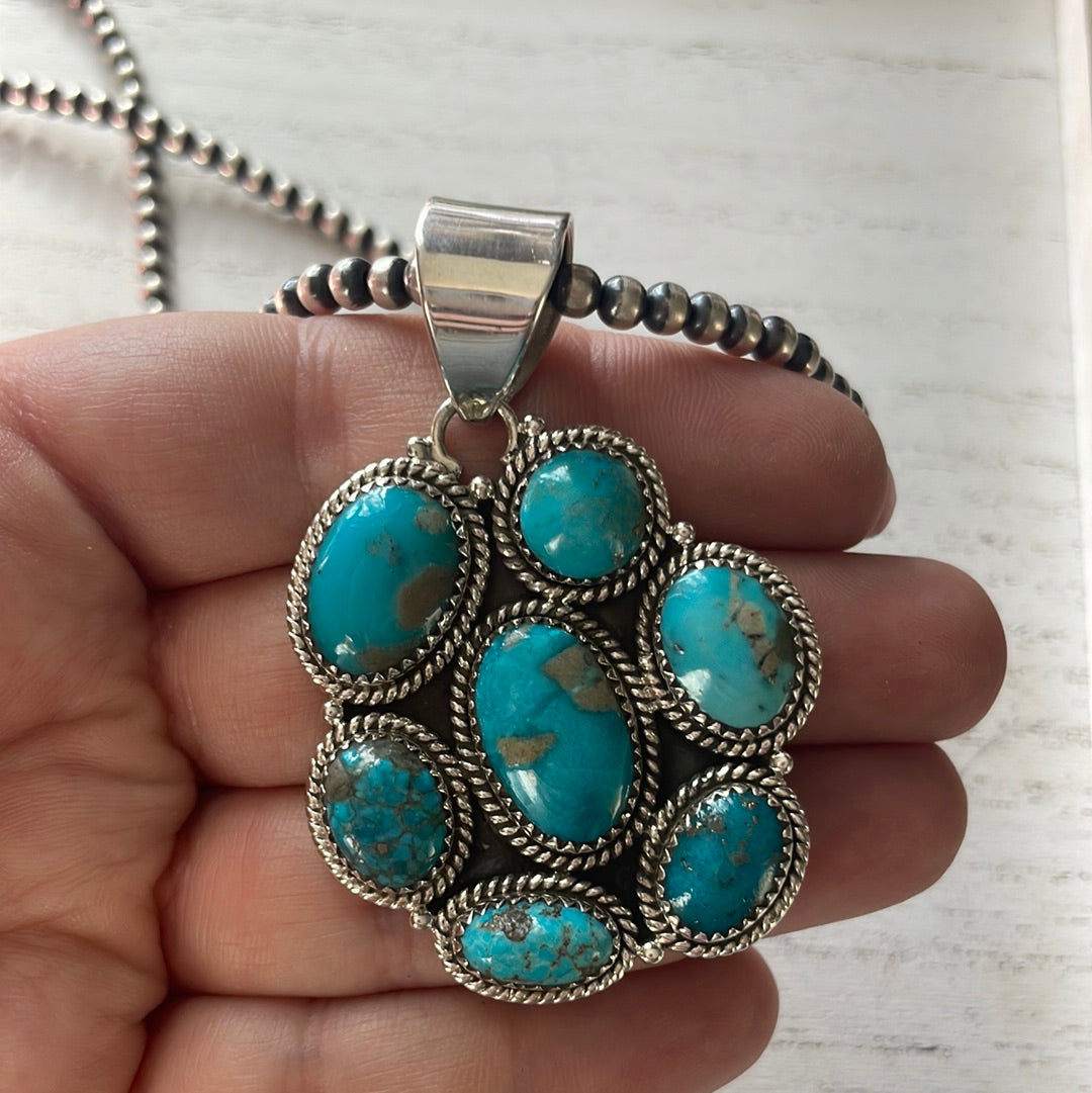 Handmade Sterling Silver & Turquoise Cluster Pendant