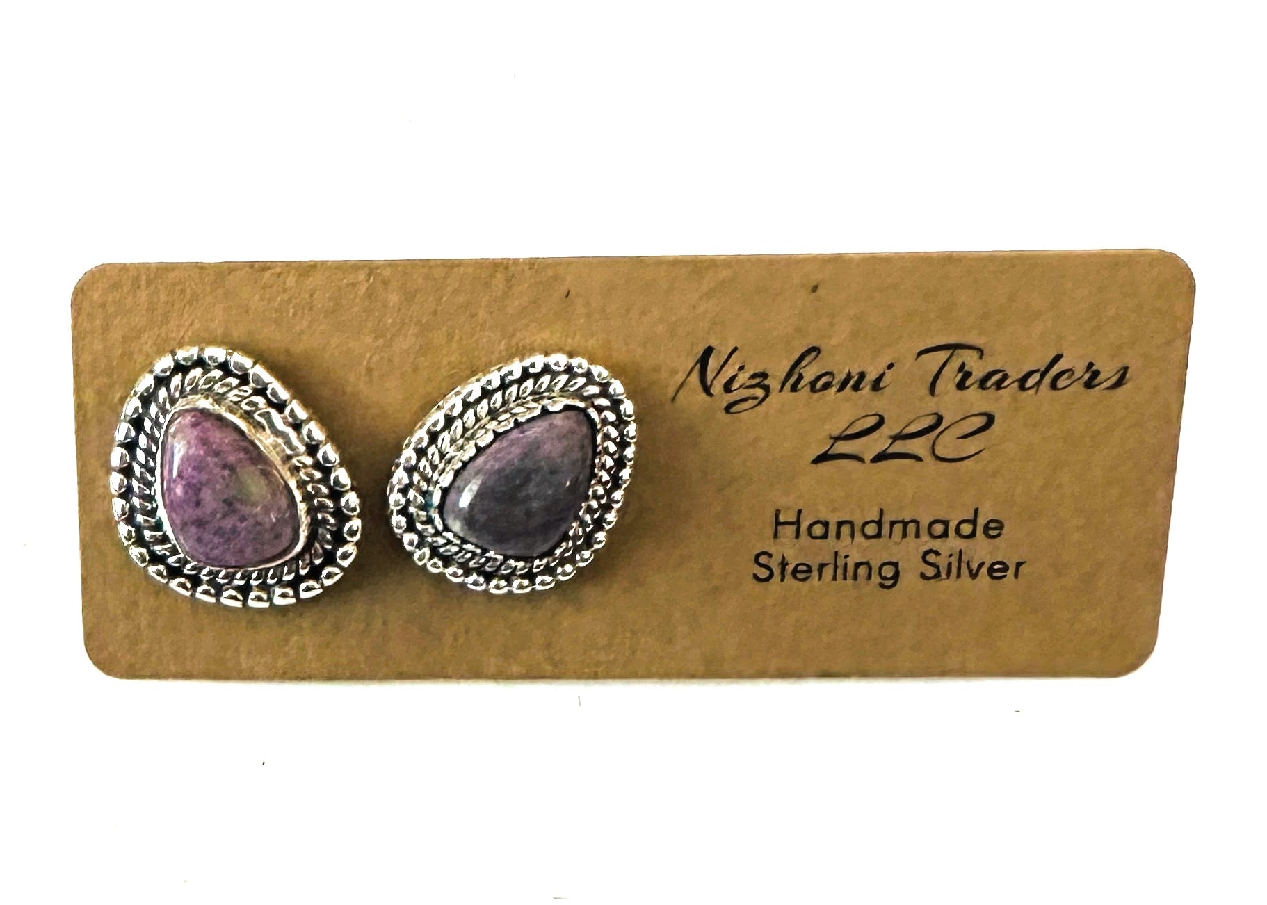 Handmade Charoite And Sterling Silver Stud Earrings