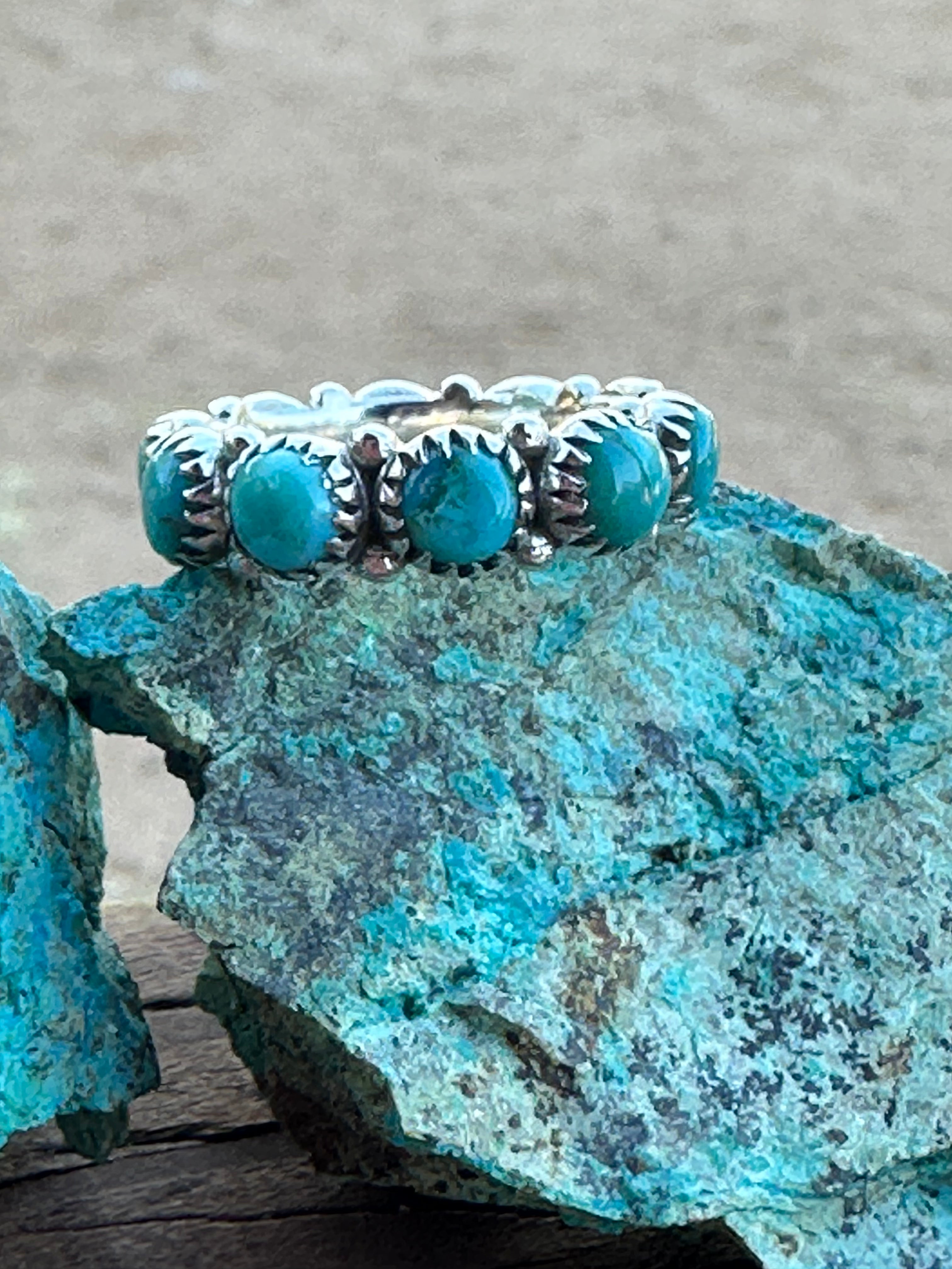 Natural Blue Mojave & Sterling Silver Eternity Band