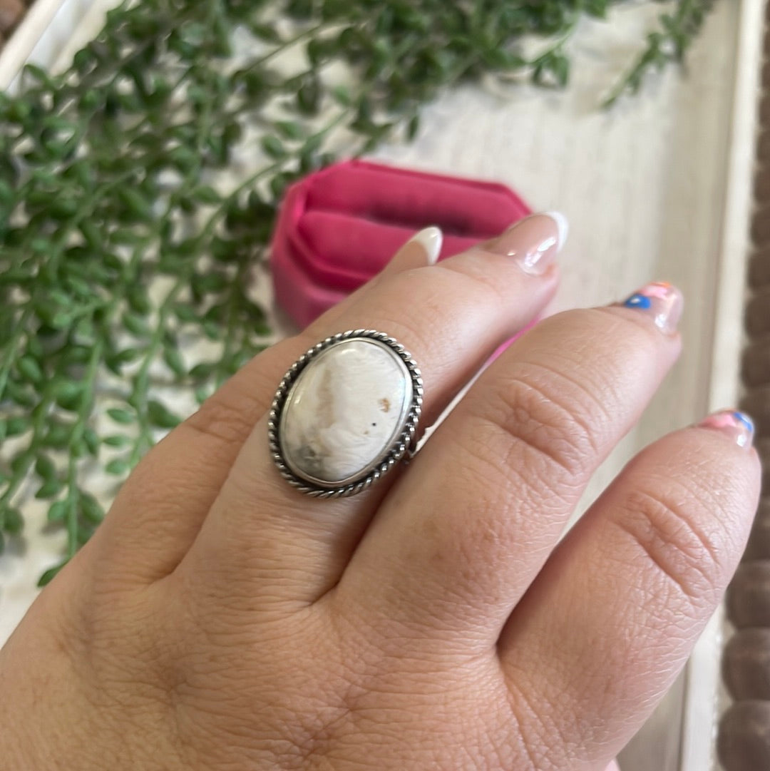 Navajo Sterling Silver & White Buffalo Ring