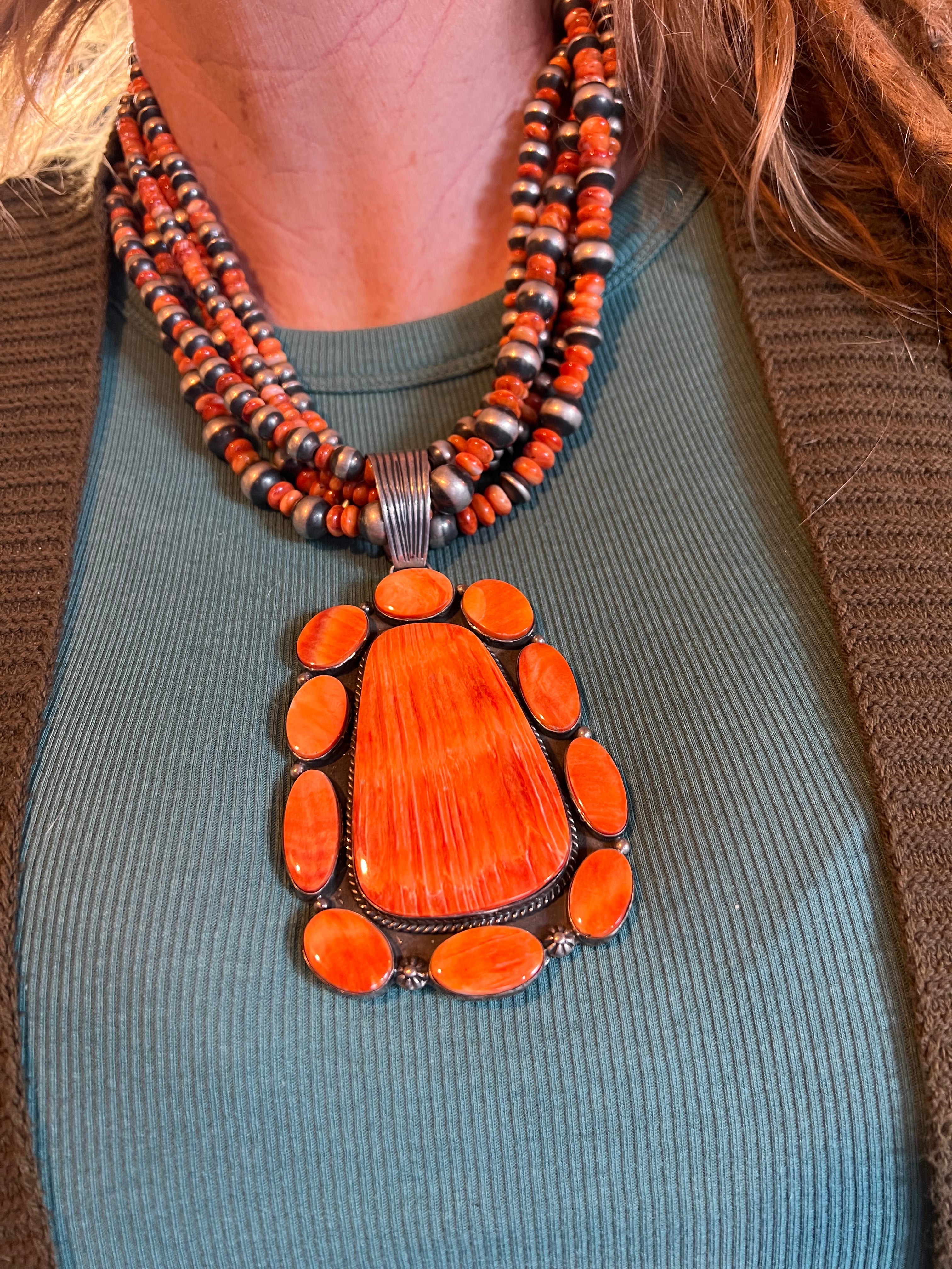 Spiny Oyster Statement Necklace by LaRose Ganadonegro, Geneva Apachito & Marilyn Platero