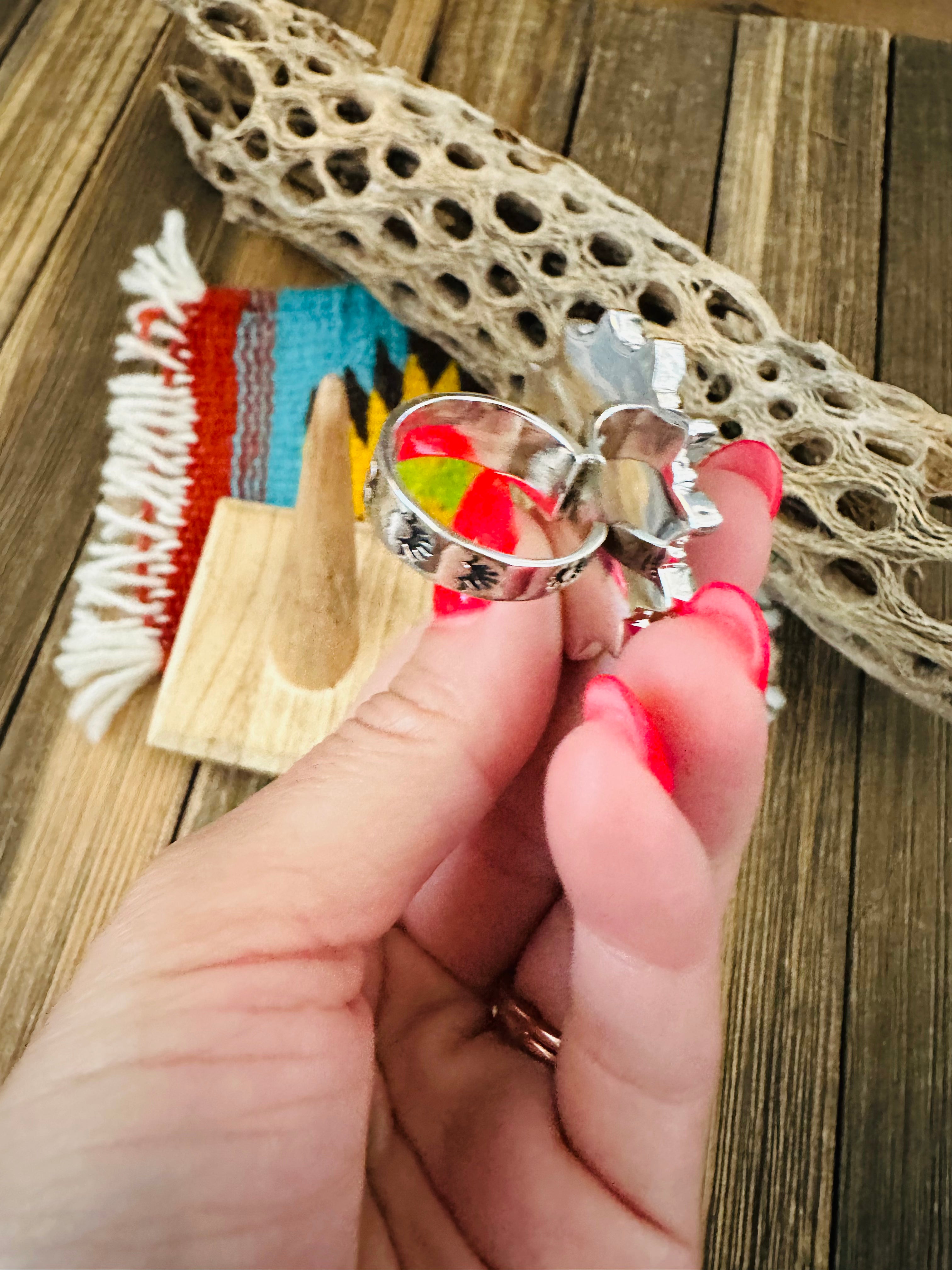 Handmade Sterling Silver, Spice & Opal Adjustable Ring