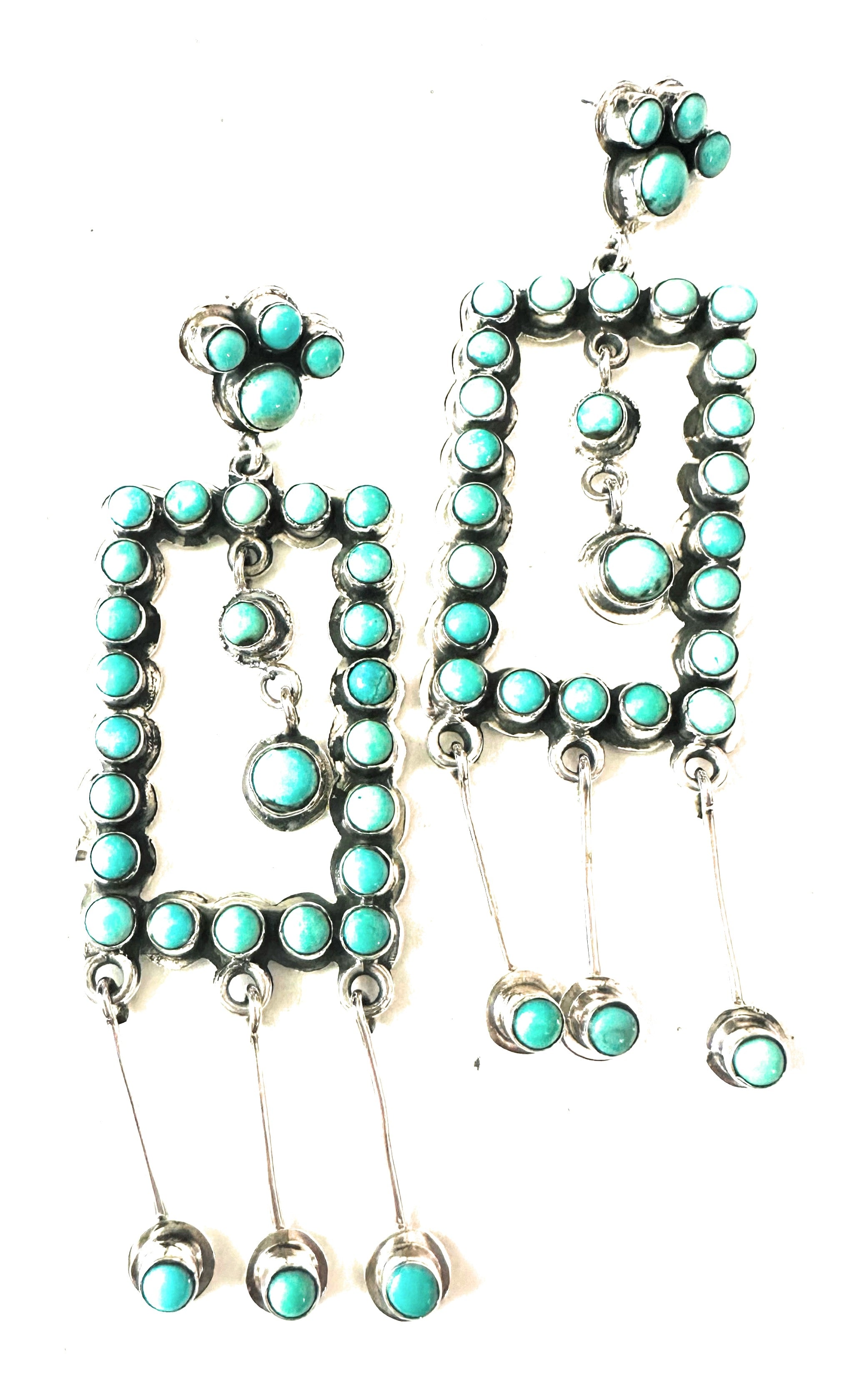 Handmade Turquoise And Sterling Silver Dangle Earrings