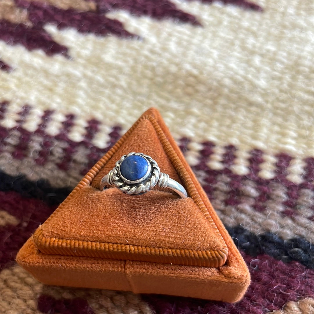 Navajo Lapis & Sterling Silver Twist Ring