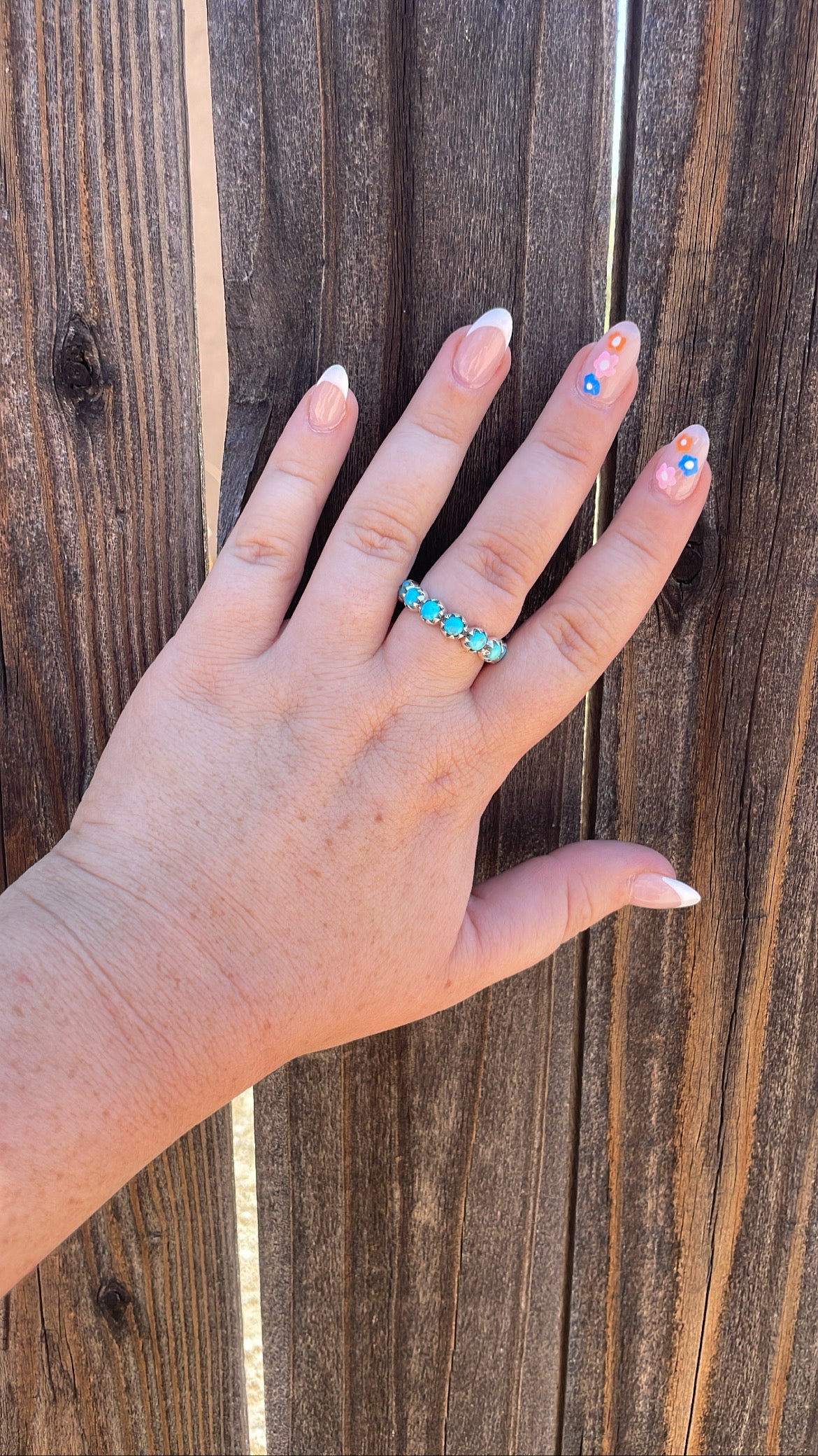 Natural Kingman Turquoise & Sterling Silver Mini Eternity Band