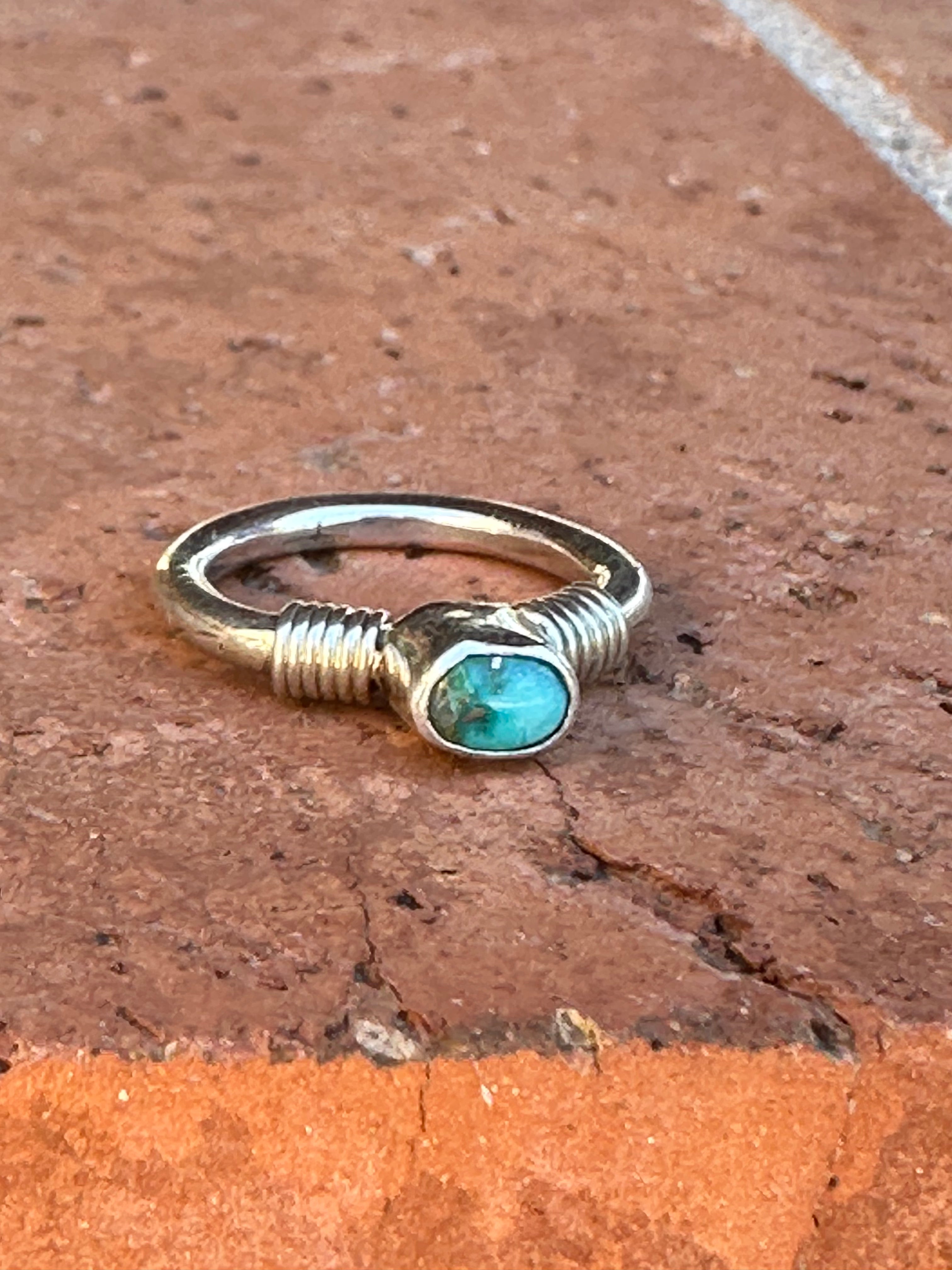 Navajo Kingman Turquoise & Sterling Silver Dot Rings