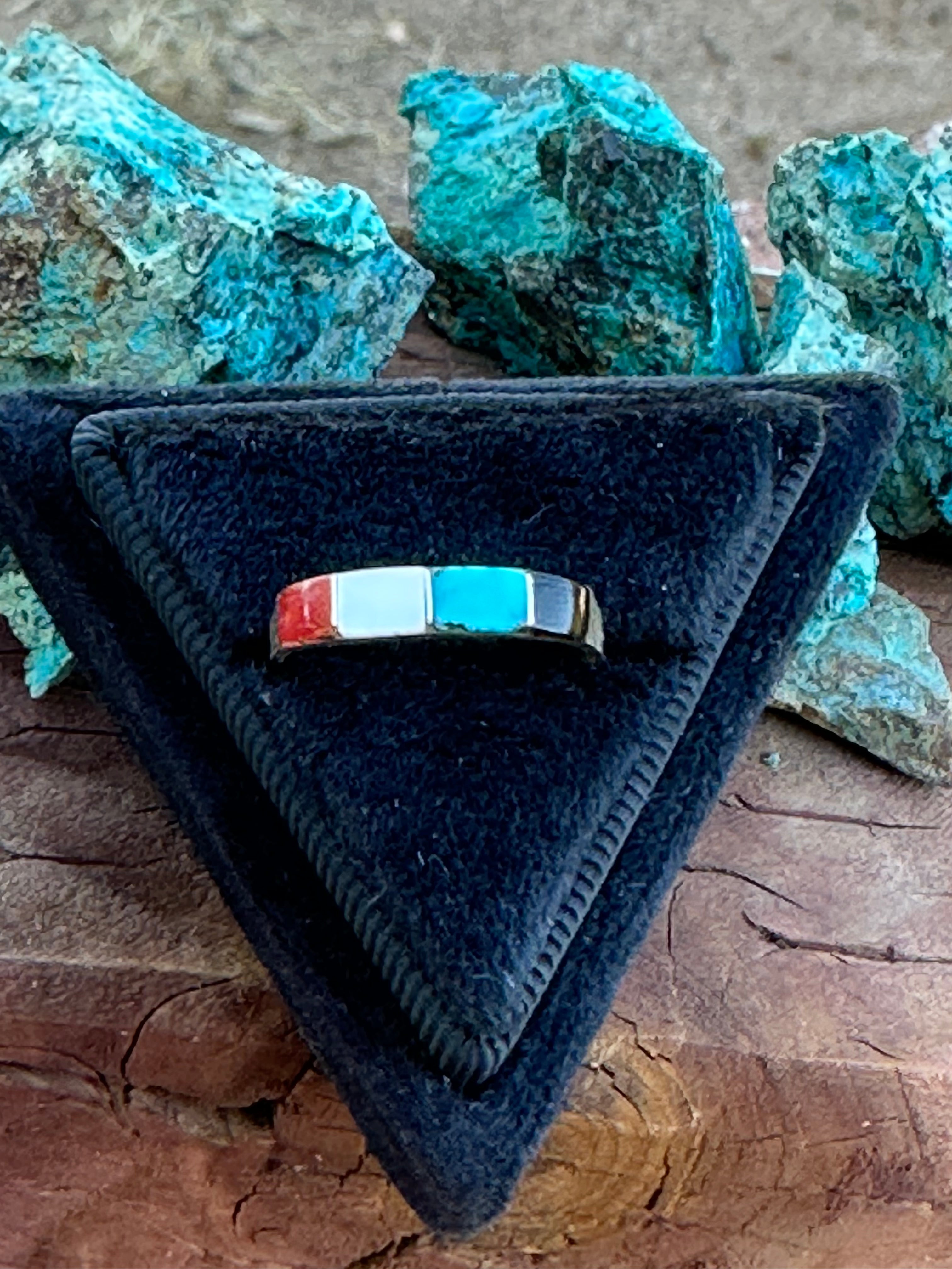 Zuni Sterling Silver Multistone Stacker Band