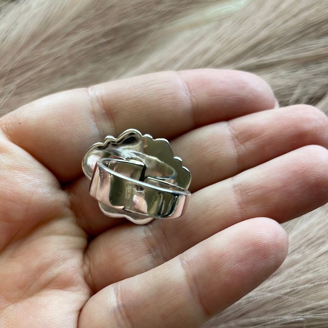 Handmade Bear Paw Black Onyx, Bumble Bee  & Sterling Silver Adjustable Ring