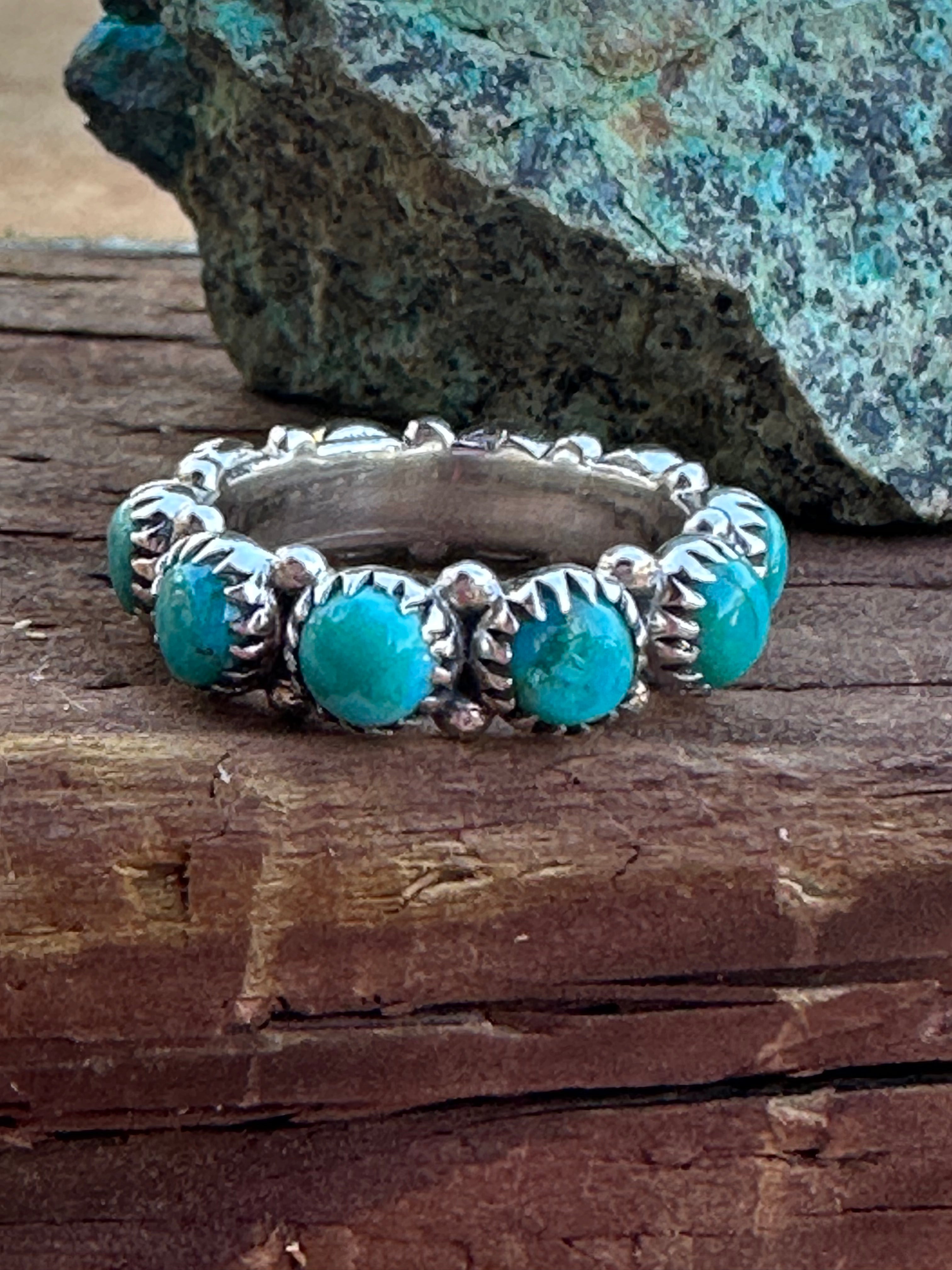 Natural Blue Mojave & Sterling Silver Eternity Band