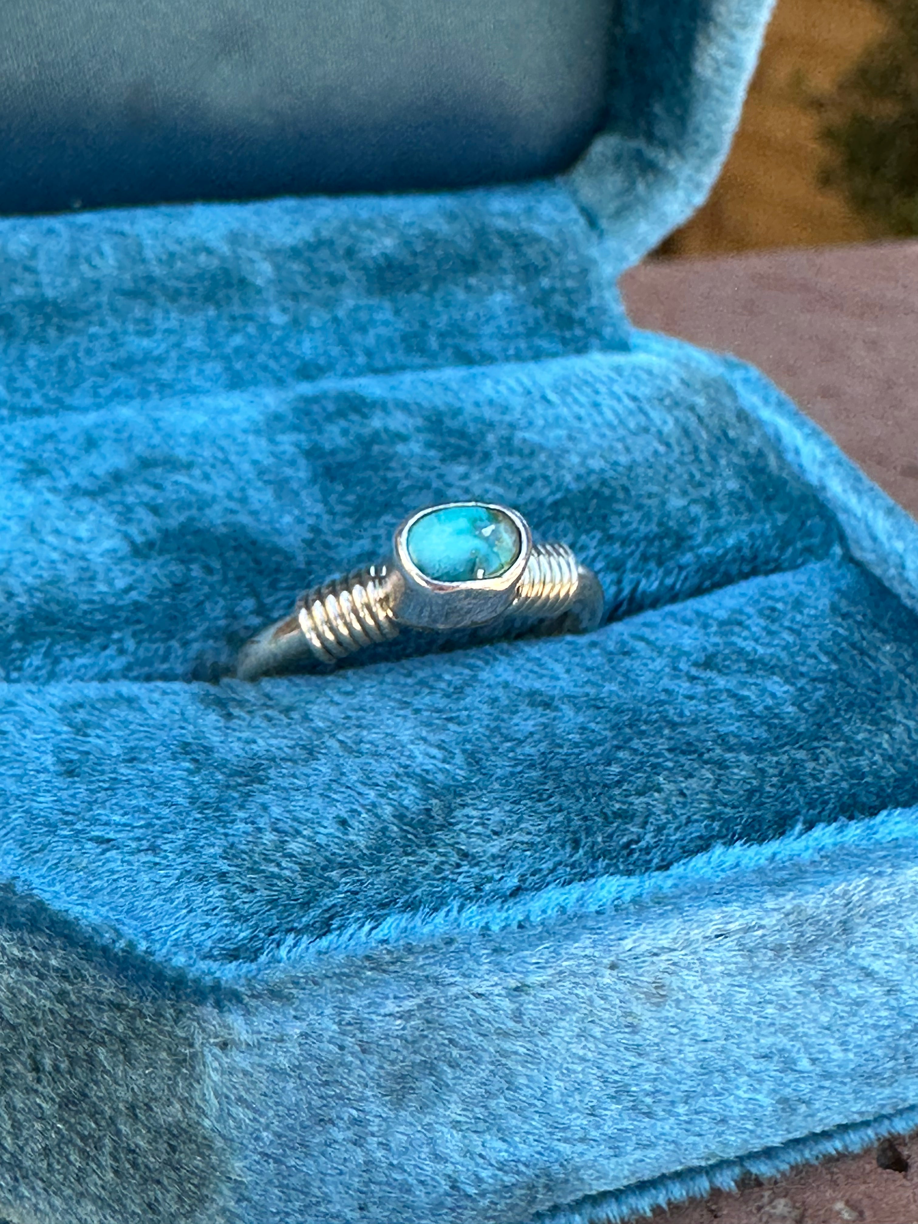 Navajo Kingman Turquoise & Sterling Silver Dot Rings