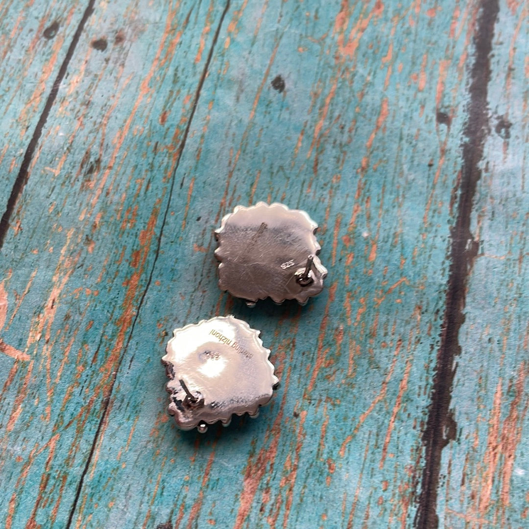 Handmade Turquoise and Sterling Silver Stud Earrings Signed Nizhoni