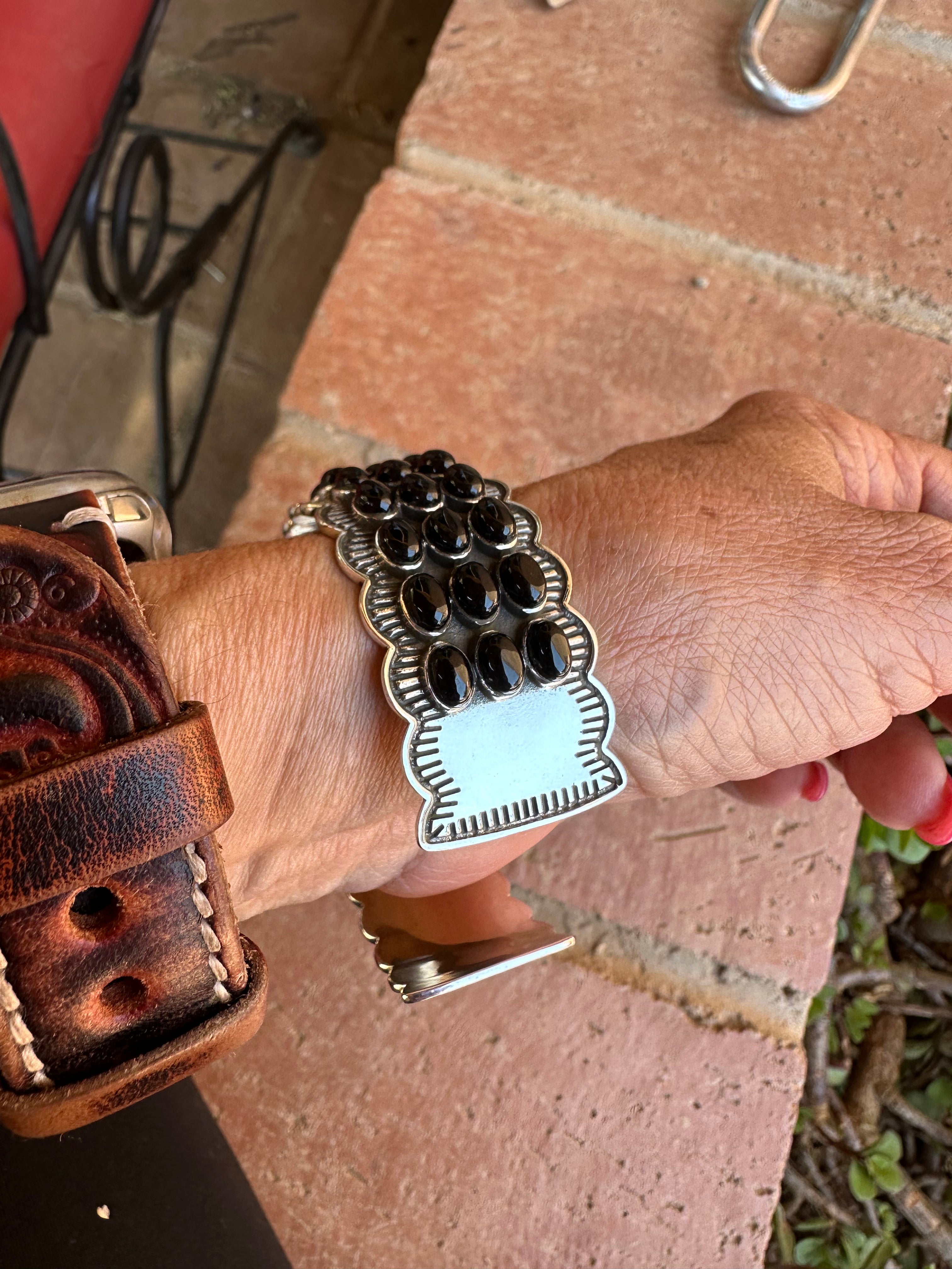 Handmade Black Onyx  Sterling Silver Taos Cuff