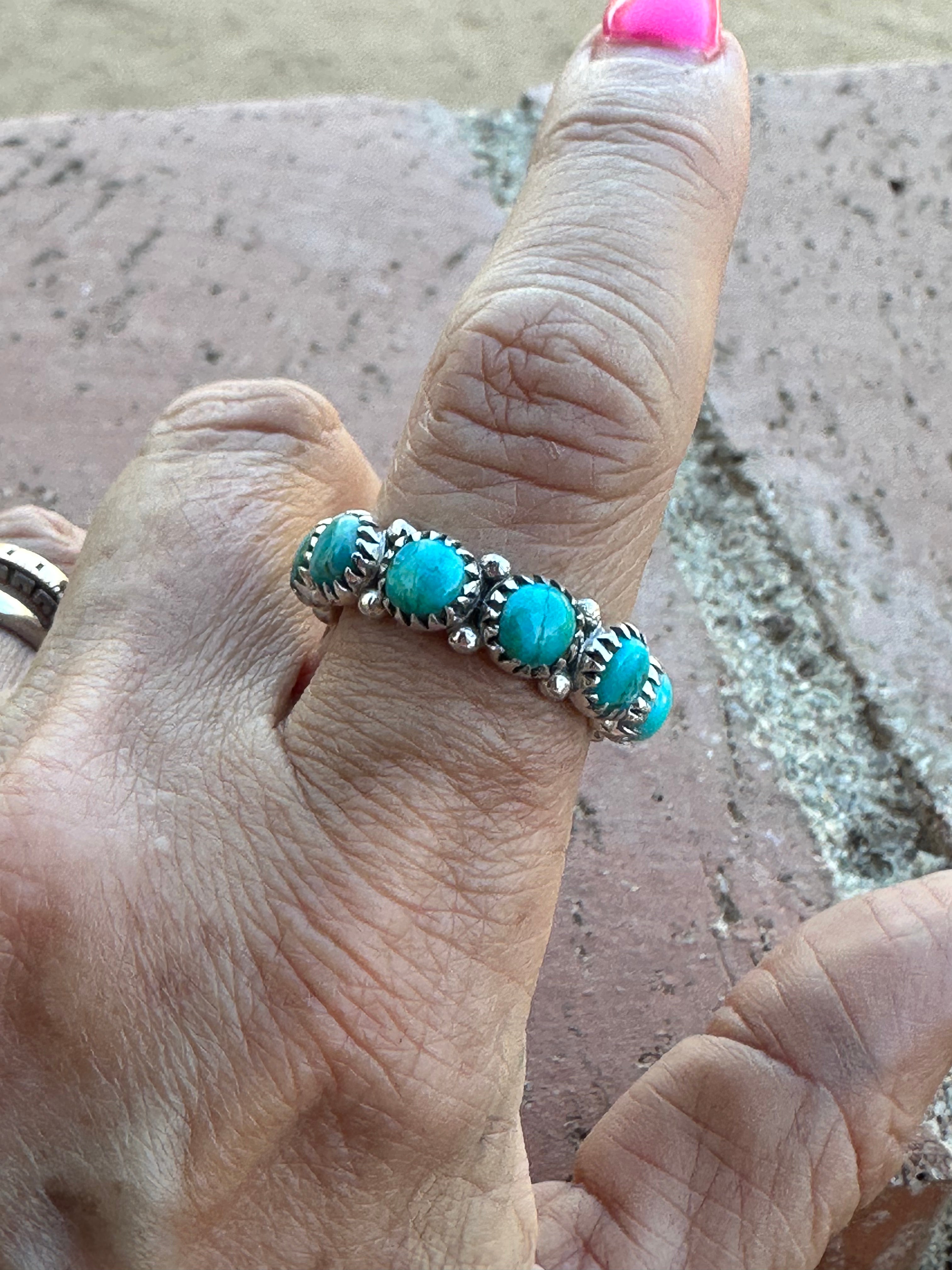 Natural Blue Mojave & Sterling Silver Eternity Band