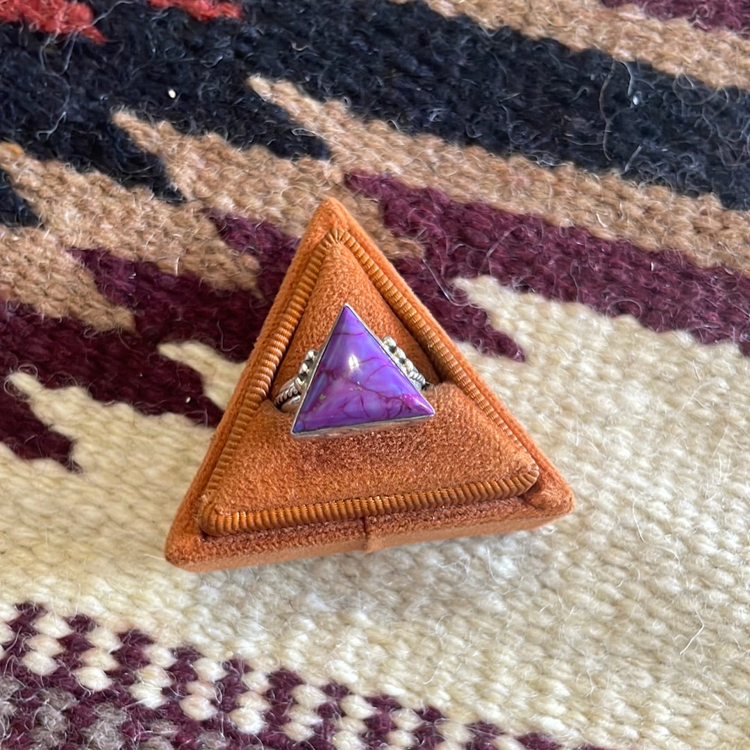 Navajo Sterling Silver & Purple Spiney Triangle Ring