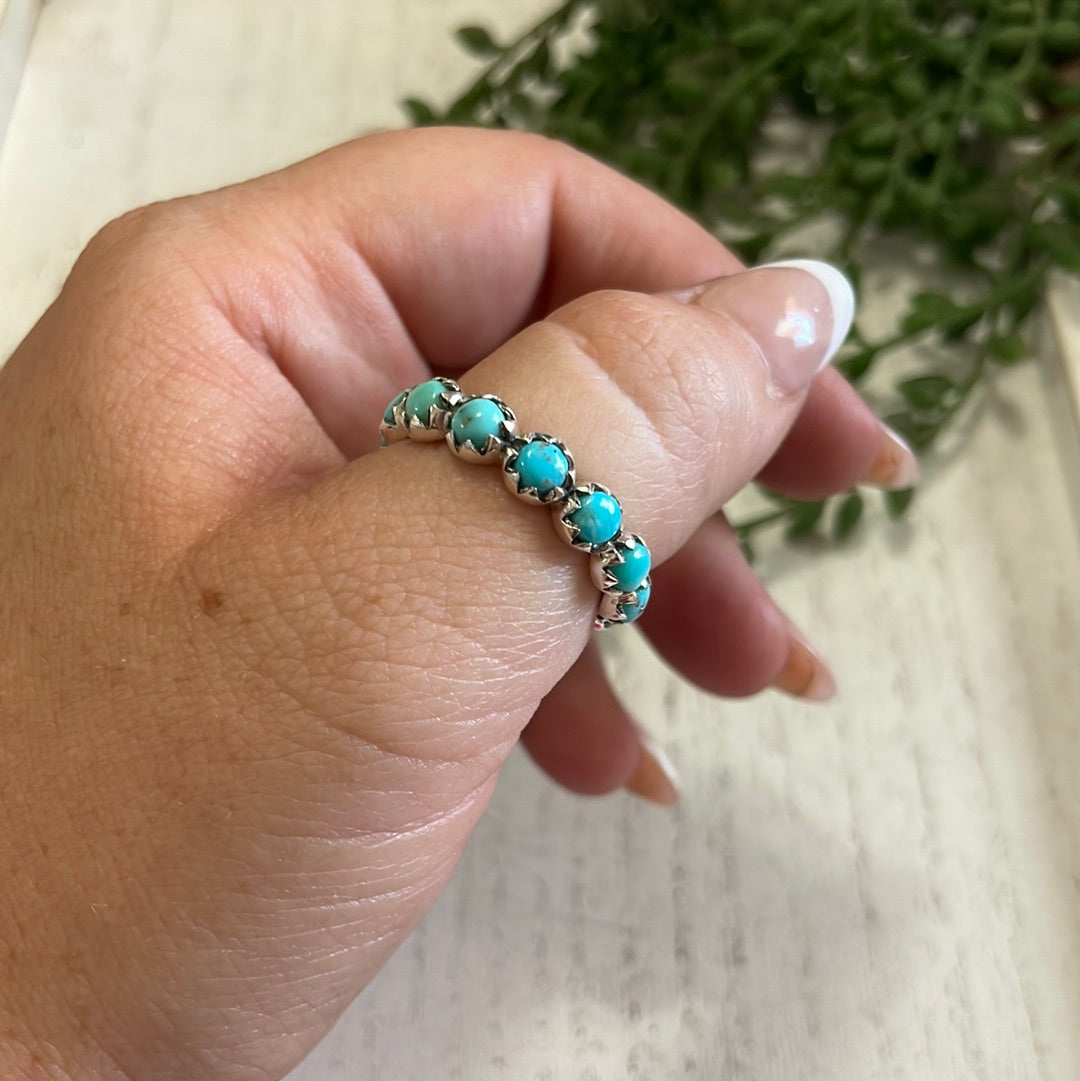 Natural Kingman Turquoise & Sterling Silver Mini Eternity Band