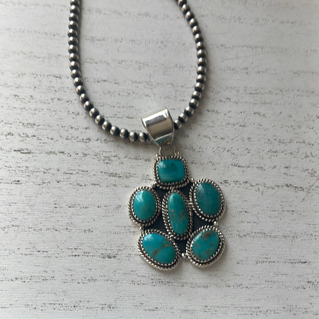 Handmade Sterling Silver & Turquoise Cluster Pendant