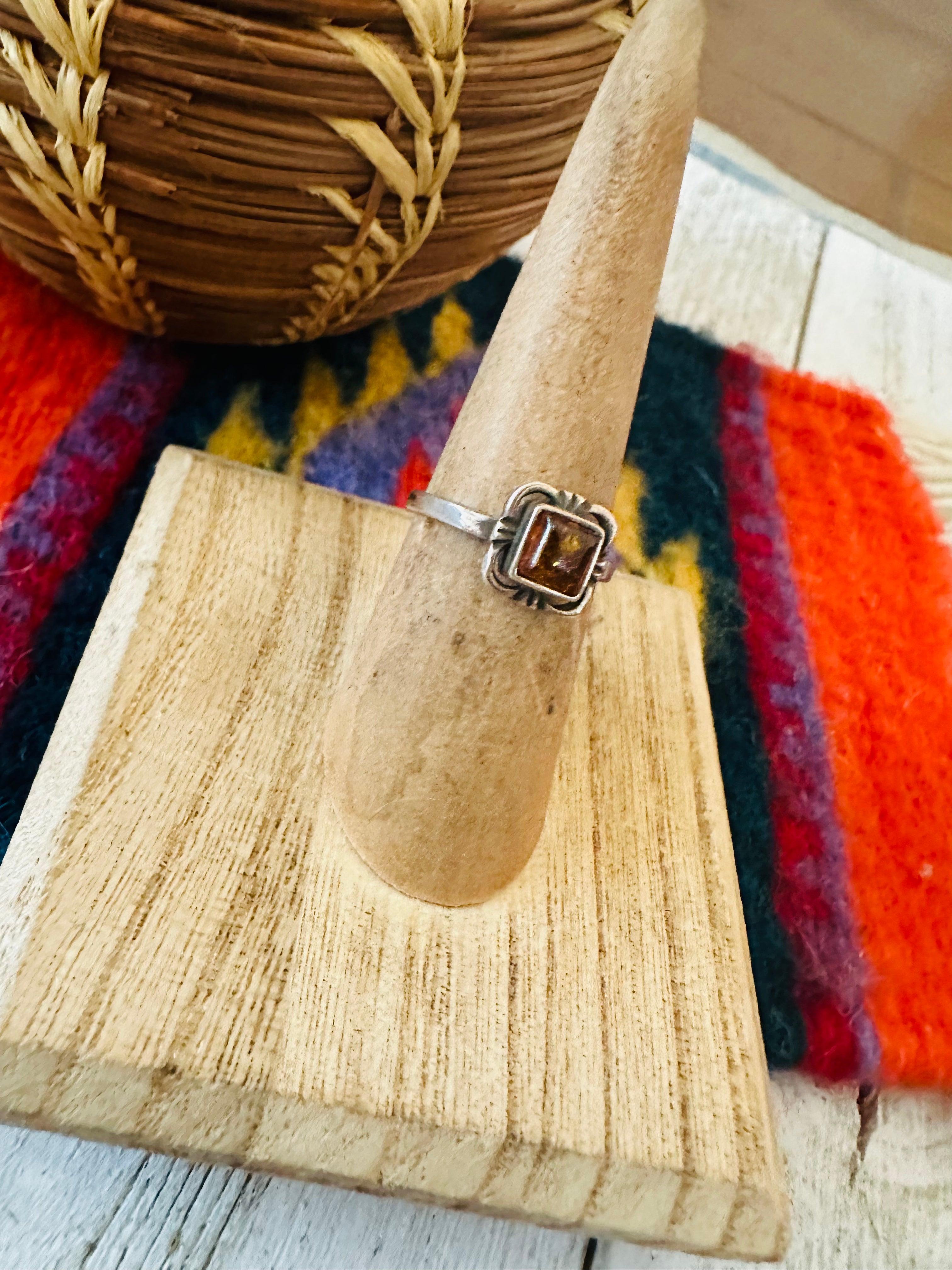 Handmade Sterling Silver & Citrine Ring Size 5.5